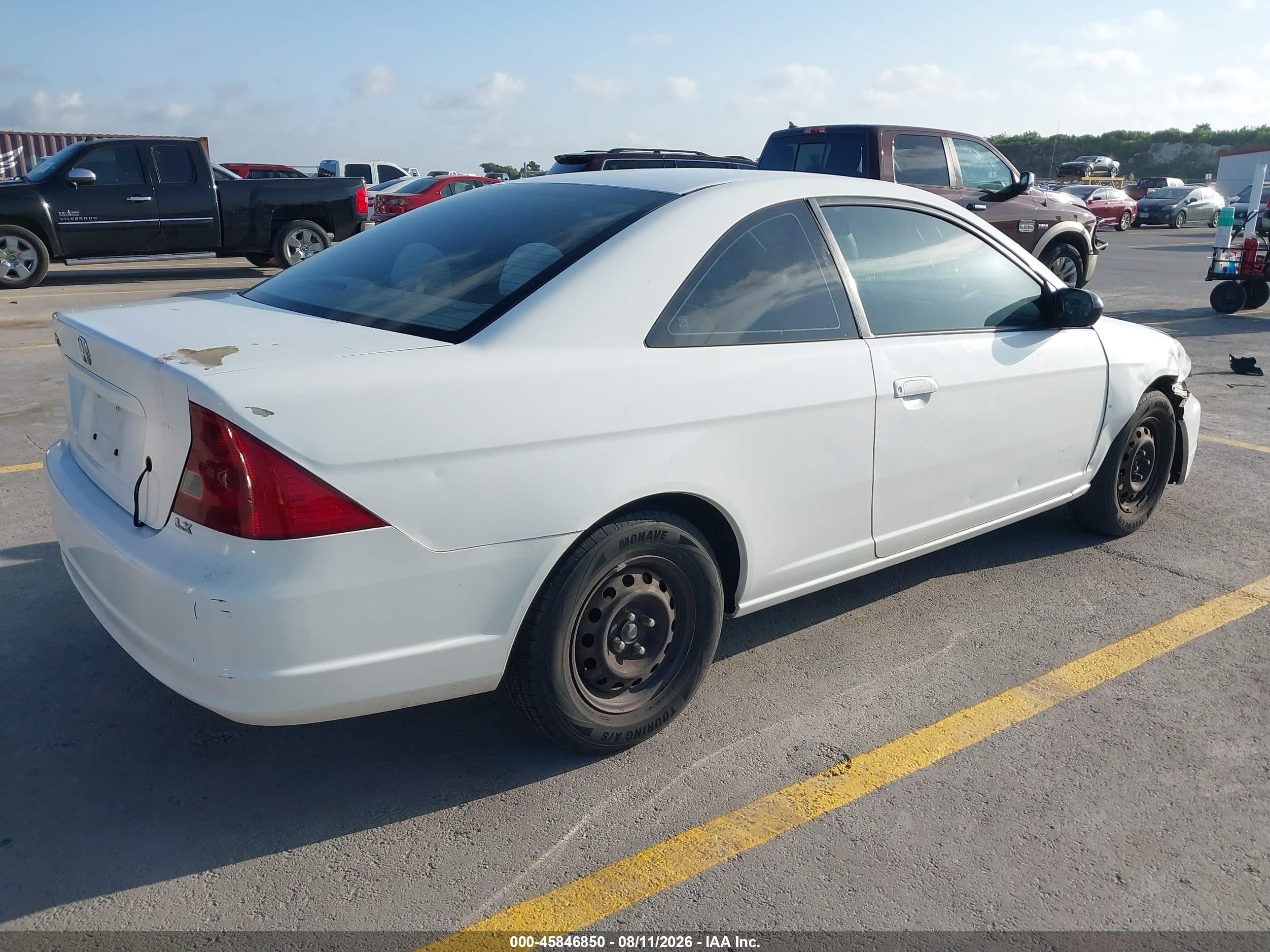 2003 Honda Civic Lx White vin: 1HGEM22593L041956