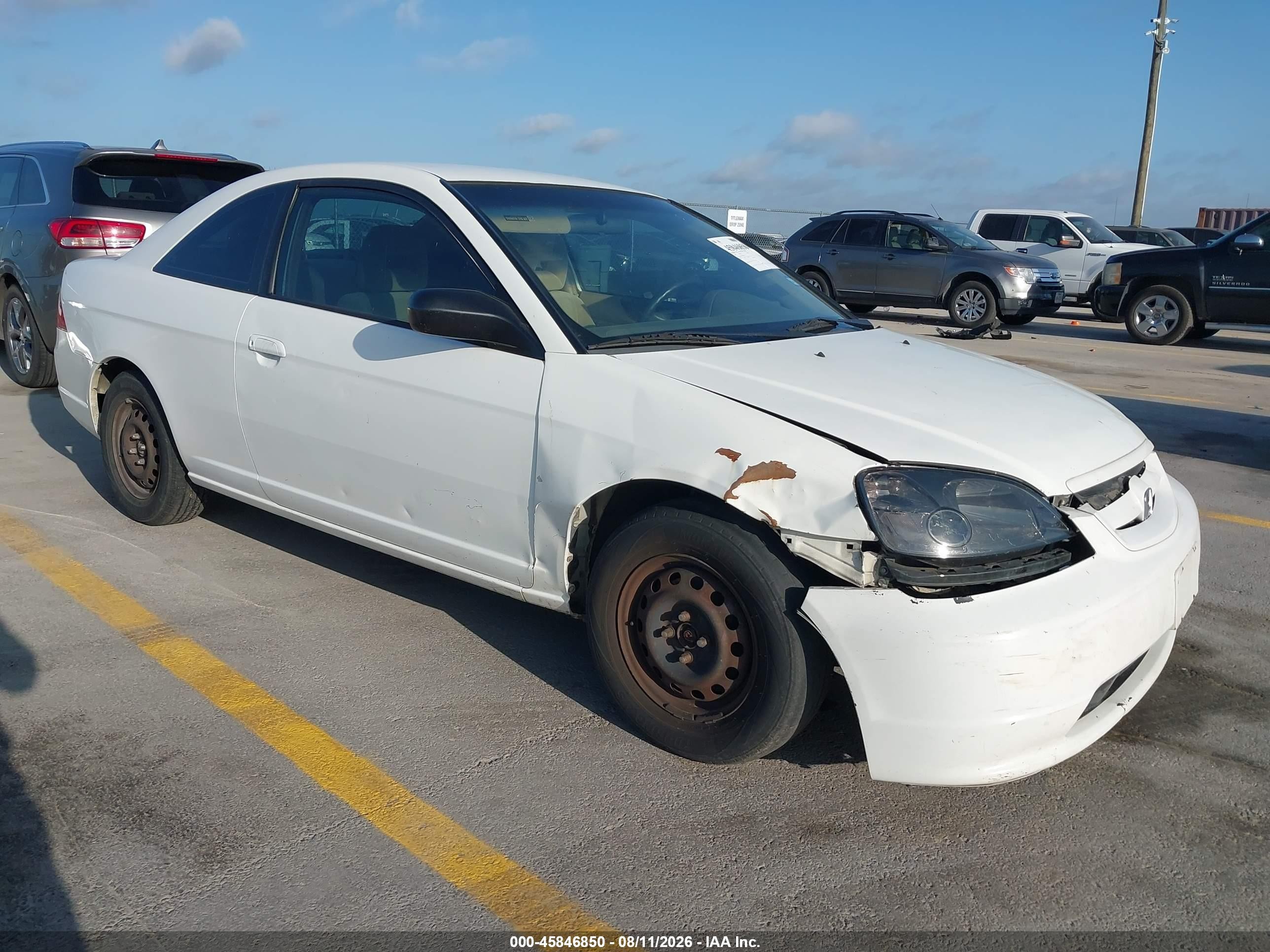 2003 Honda Civic Lx White vin: 1HGEM22593L041956
