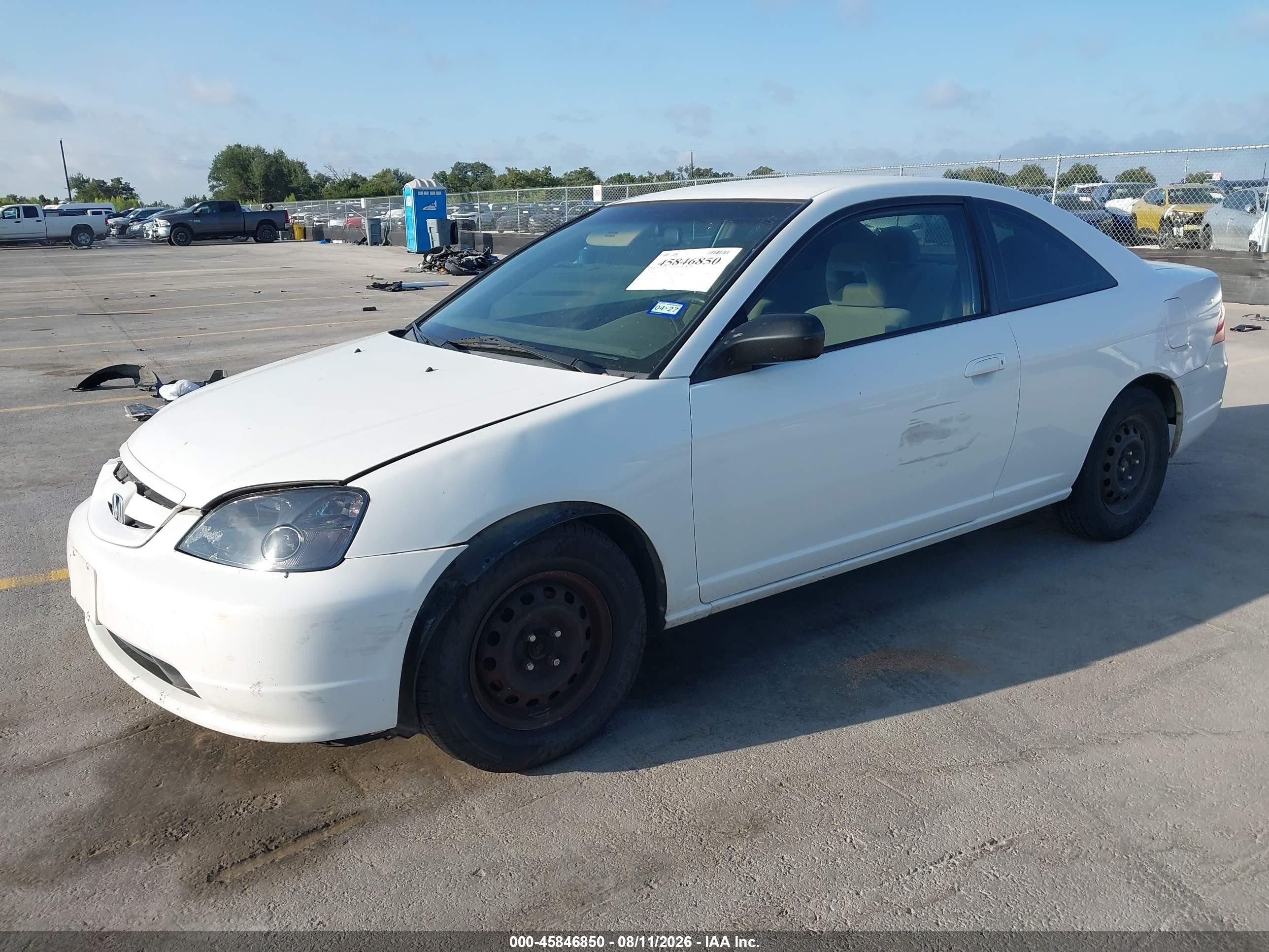 2003 Honda Civic Lx White vin: 1HGEM22593L041956