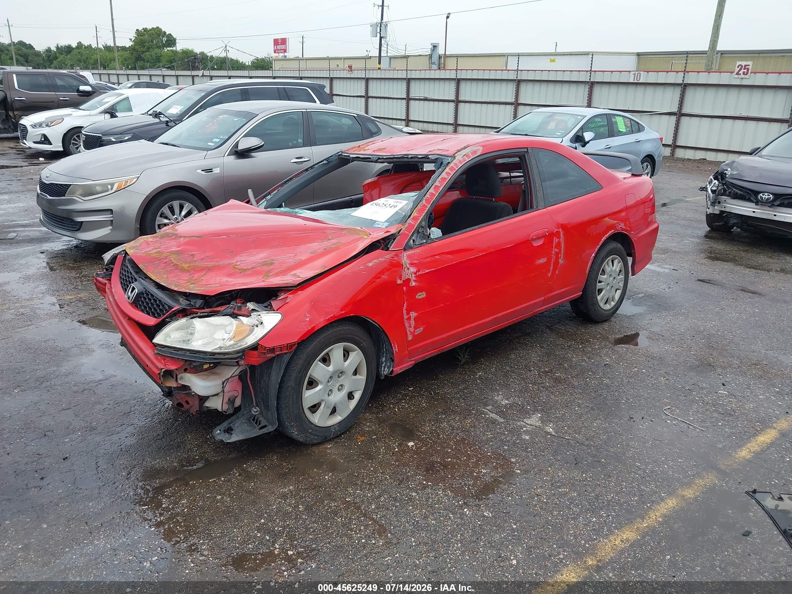 2004 Honda Civic Lx Red vin: 1HGEM22594L003760