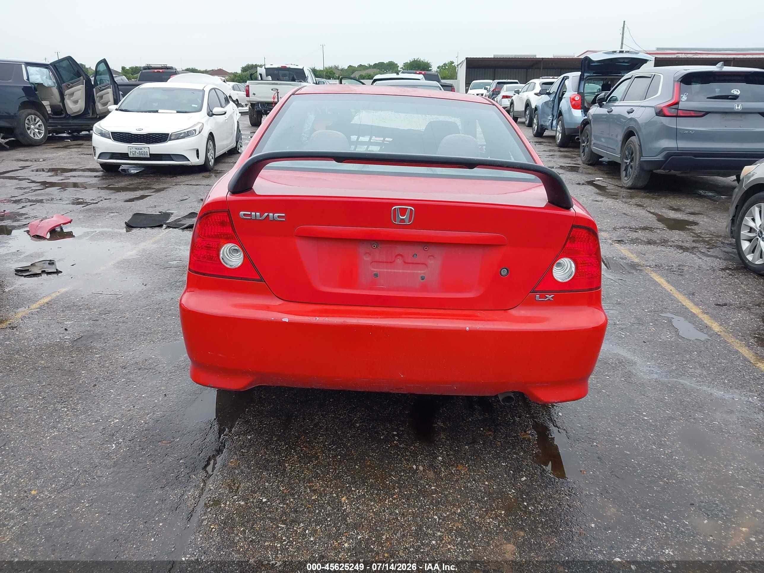 2004 Honda Civic Lx Red vin: 1HGEM22594L003760