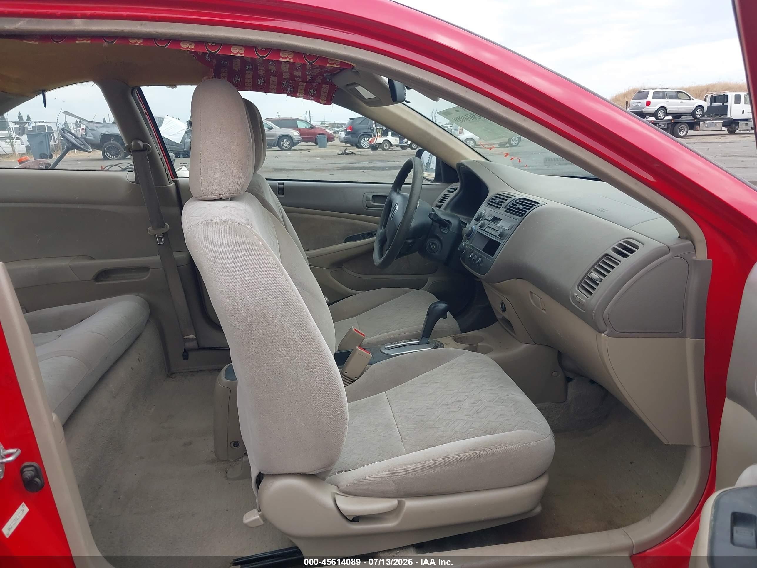 2001 Honda Civic Lx Red vin: 1HGEM225X1L073134