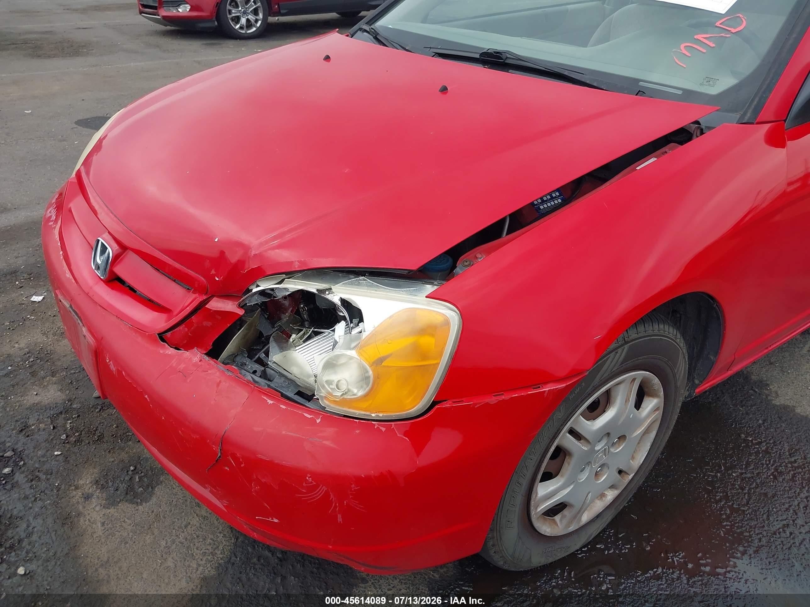 2001 Honda Civic Lx Red vin: 1HGEM225X1L073134