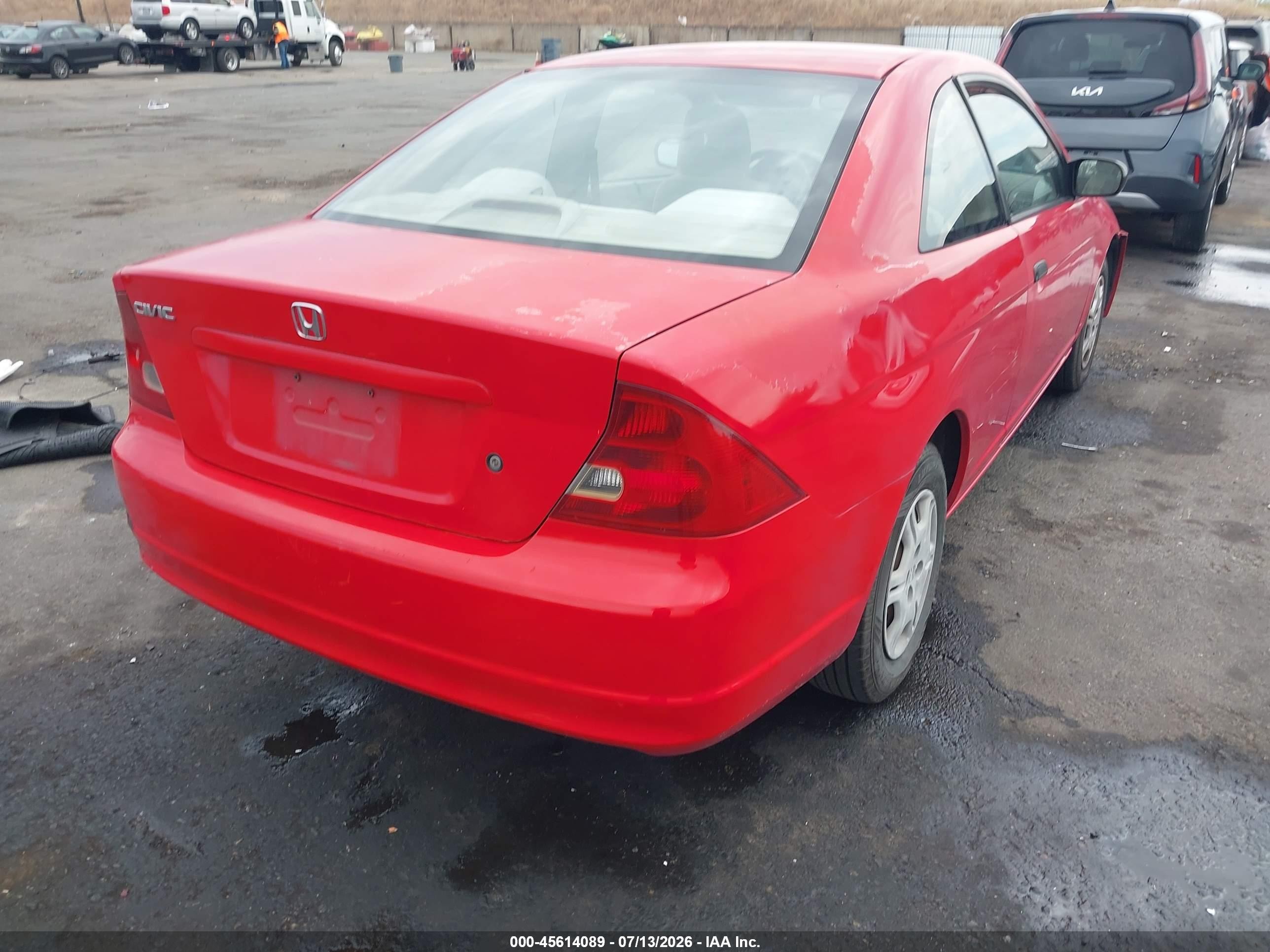 2001 Honda Civic Lx Red vin: 1HGEM225X1L073134