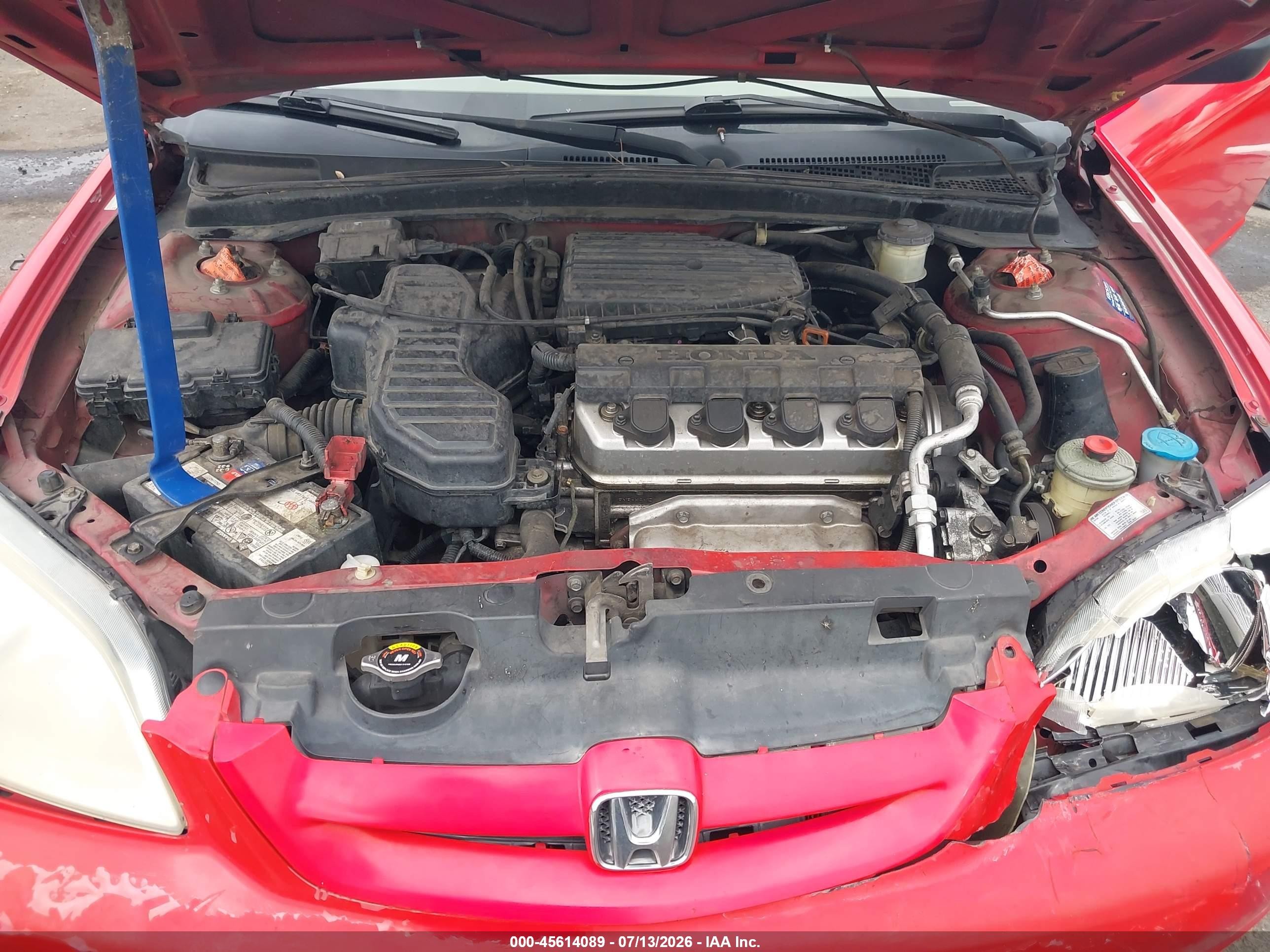 2001 Honda Civic Lx Red vin: 1HGEM225X1L073134