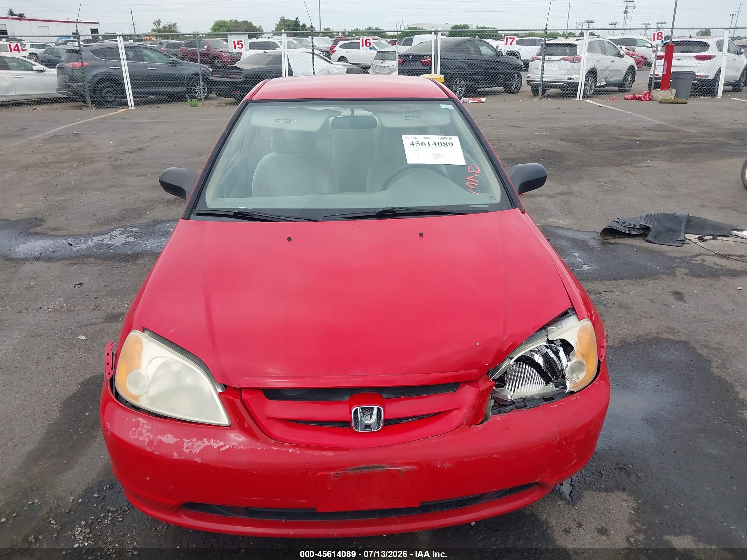 2001 Honda Civic Lx Red vin: 1HGEM225X1L073134