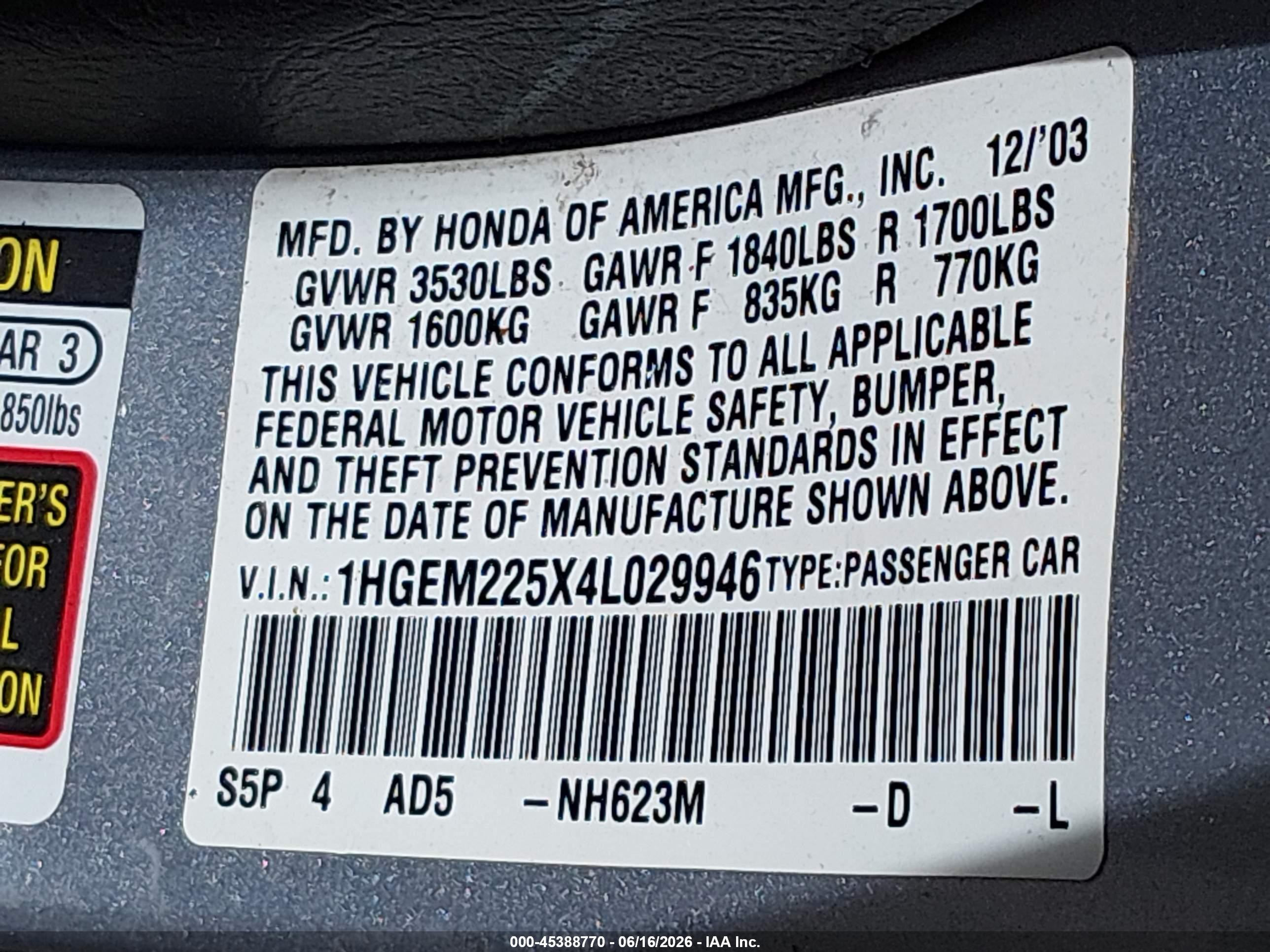 2004 Honda Civic Lx Silver vin: 1HGEM225X4L029946