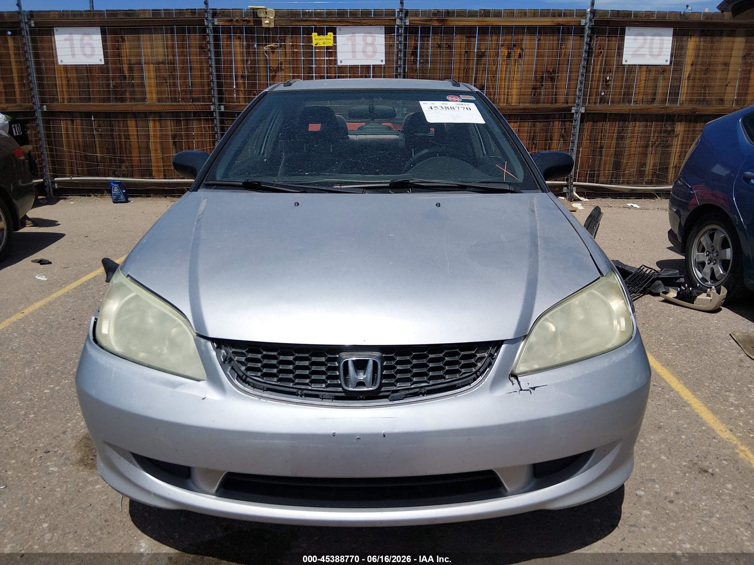 2004 Honda Civic Lx Silver vin: 1HGEM225X4L029946