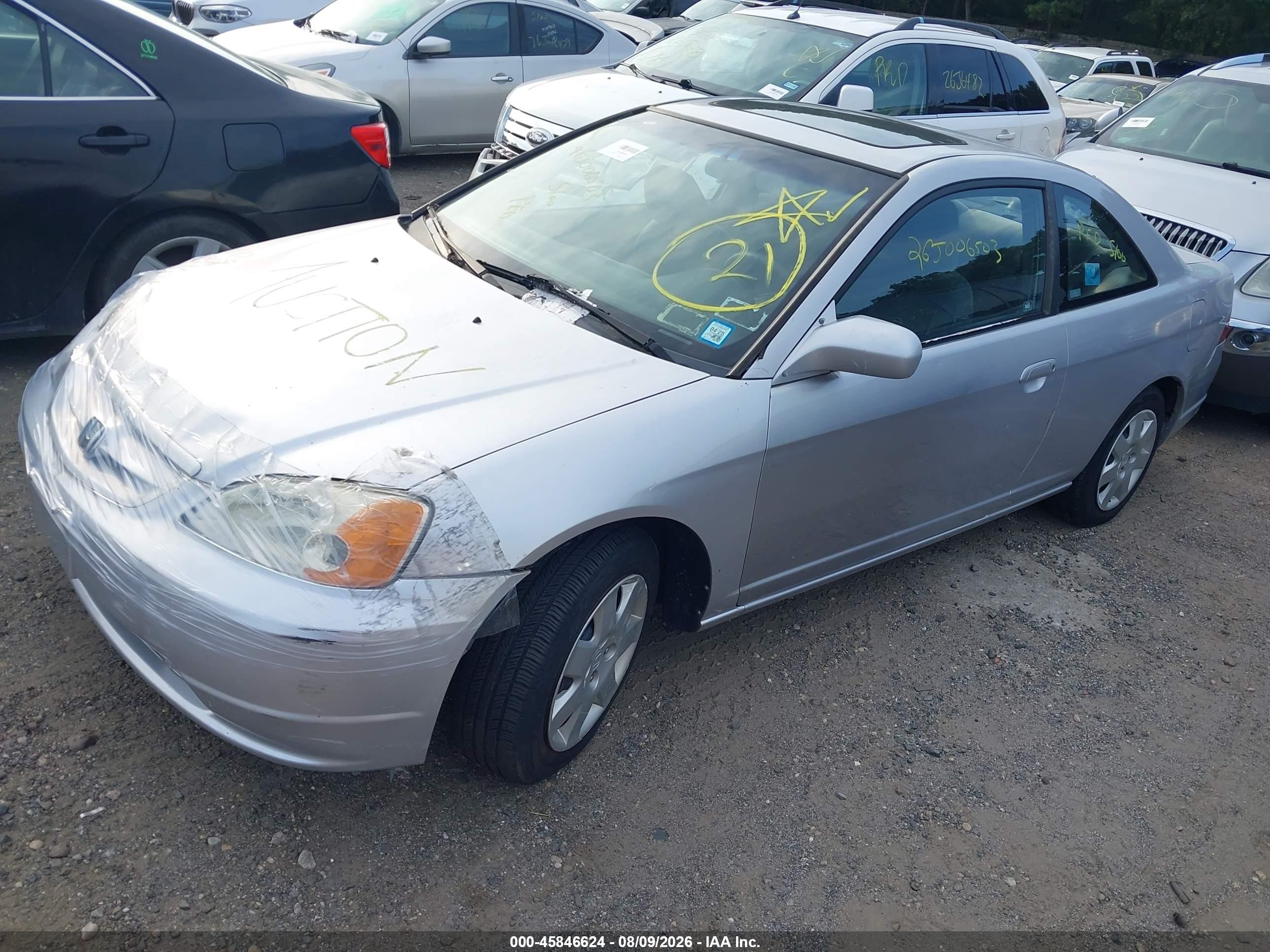 2001 Honda Civic Ex Gray vin: 1HGEM22901L104068