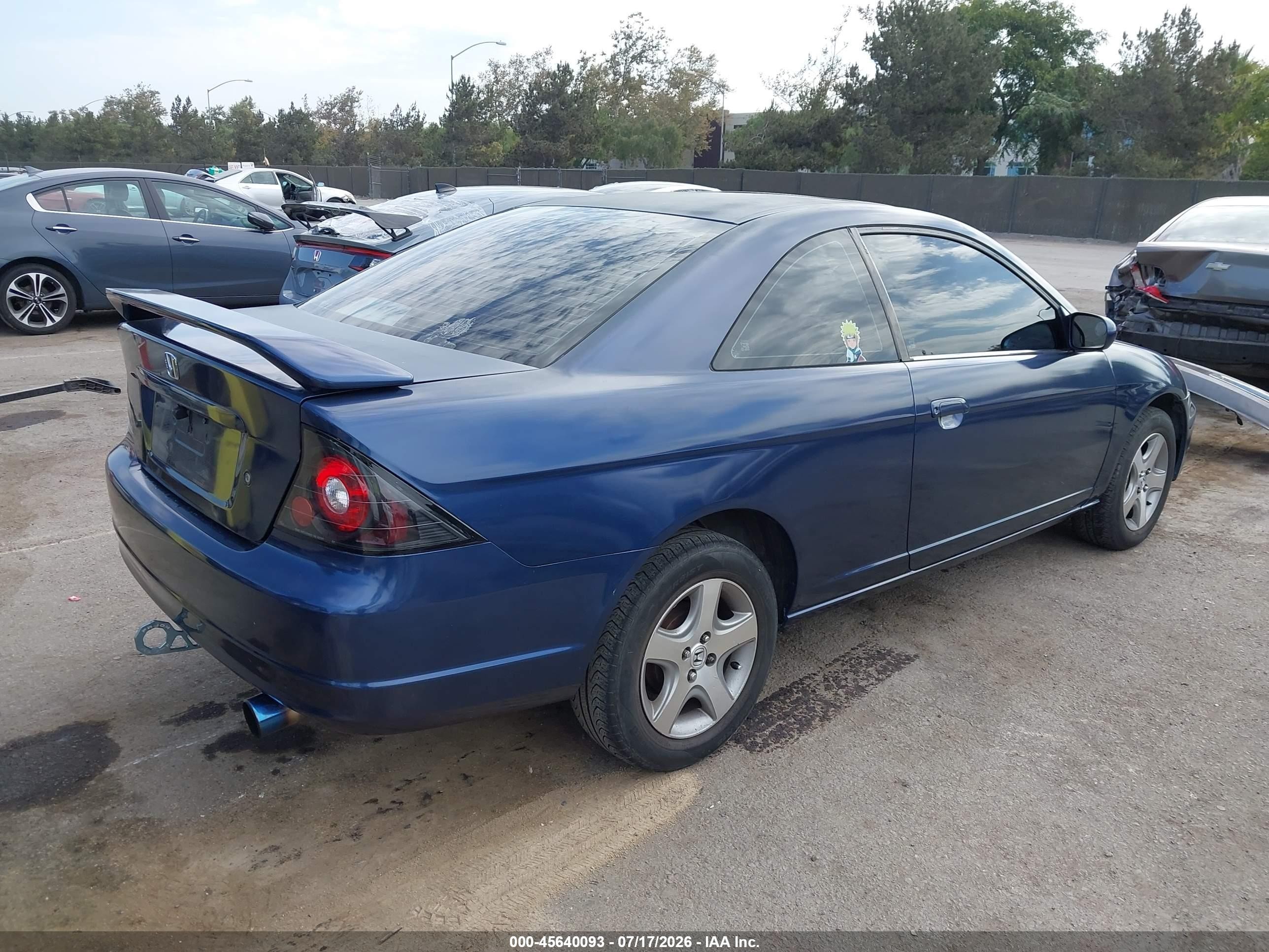 2001 Honda Civic Ex Blue vin: 1HGEM22901L120447