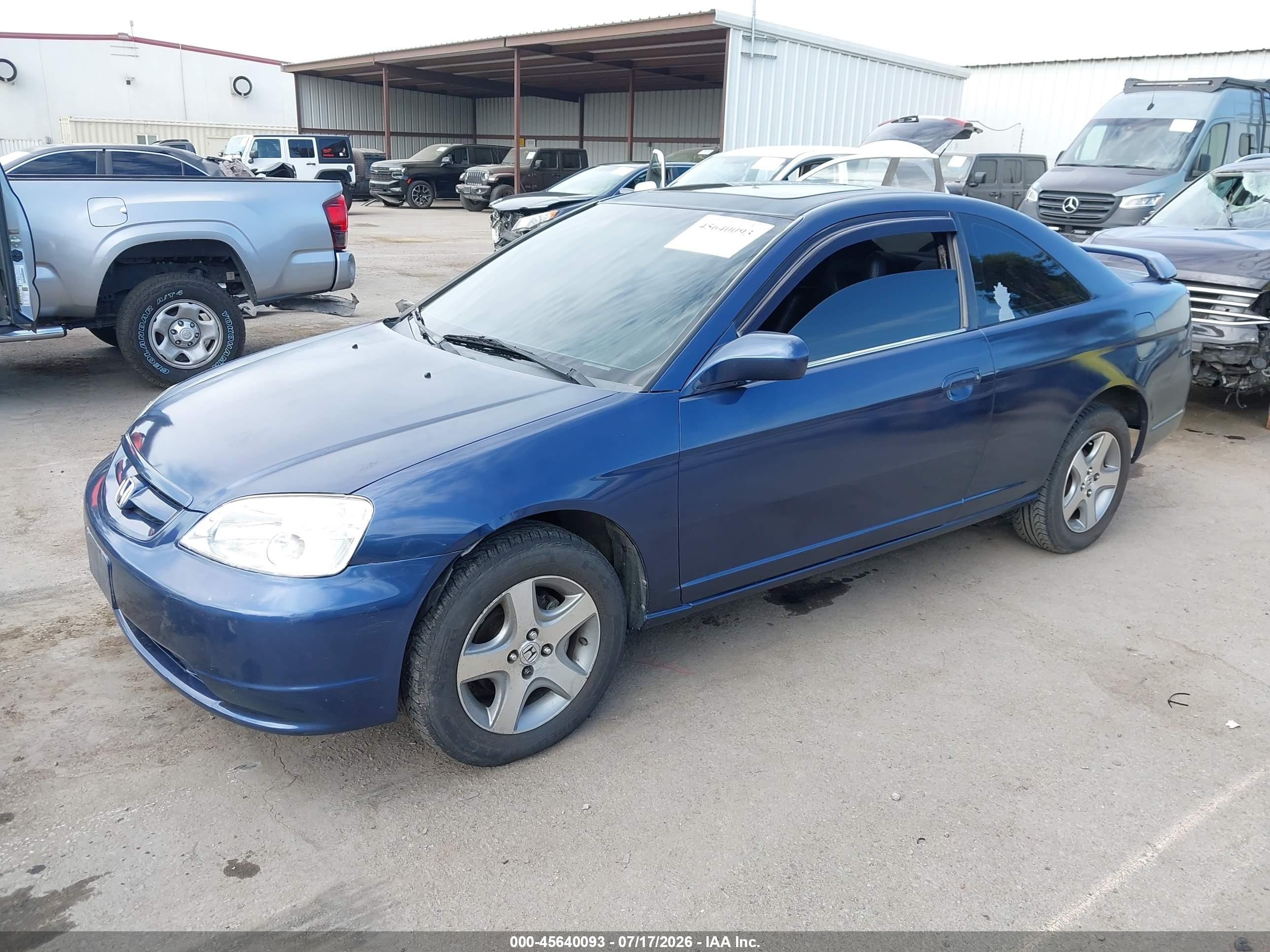 2001 Honda Civic Ex Blue vin: 1HGEM22901L120447