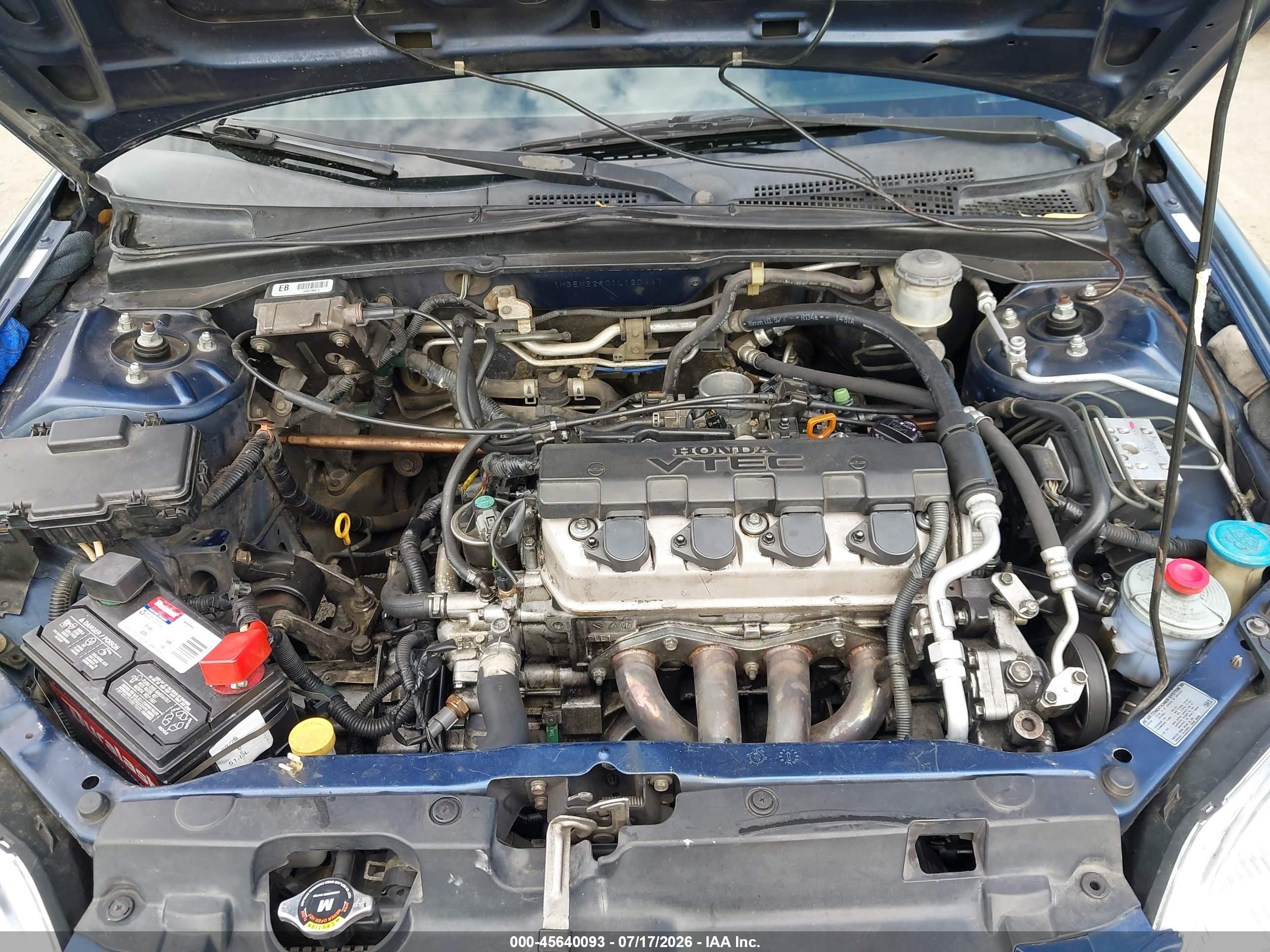 2001 Honda Civic Ex Blue vin: 1HGEM22901L120447