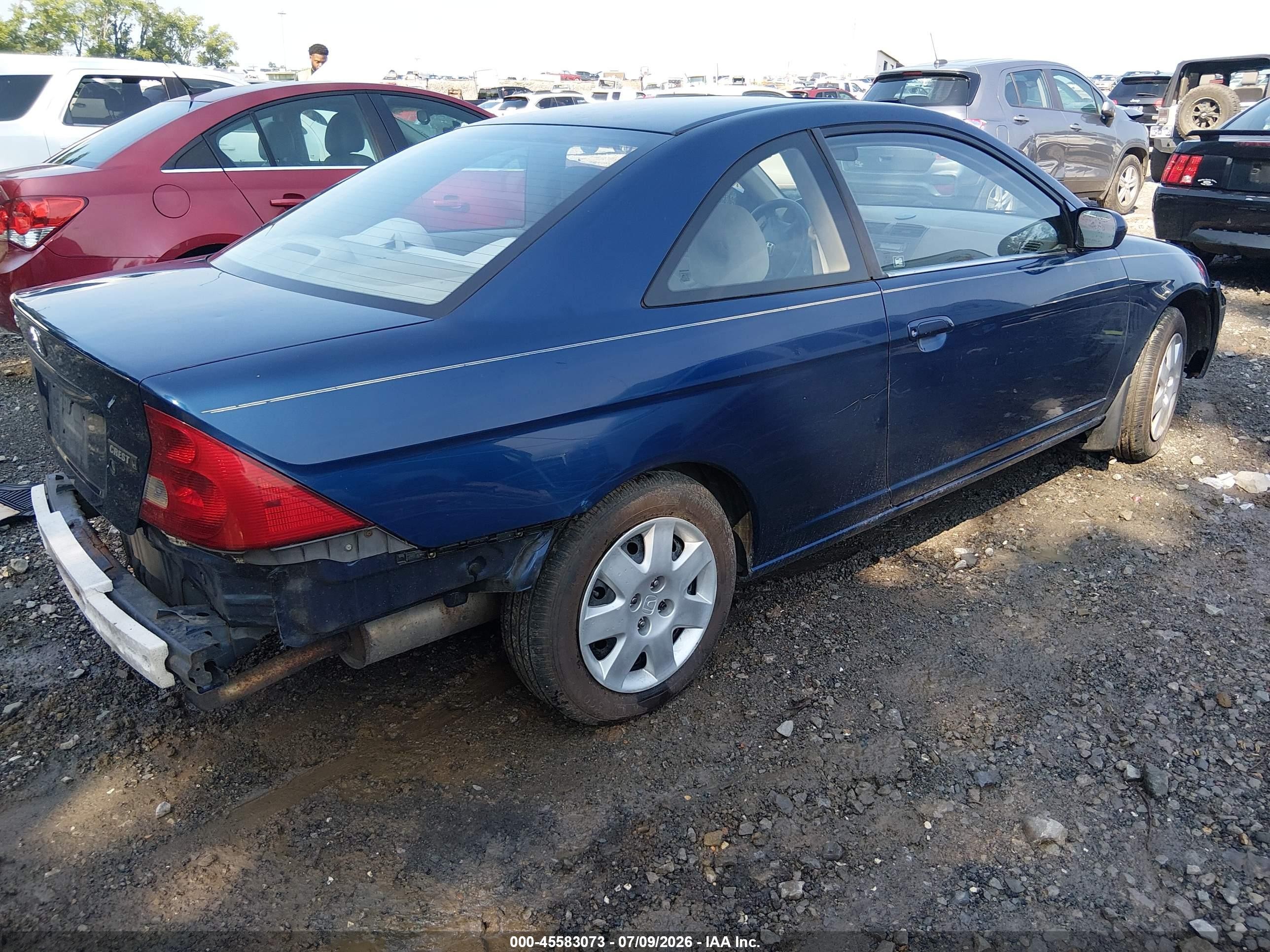 2002 Honda Civic Ex Beige vin: 1HGEM22902L032743