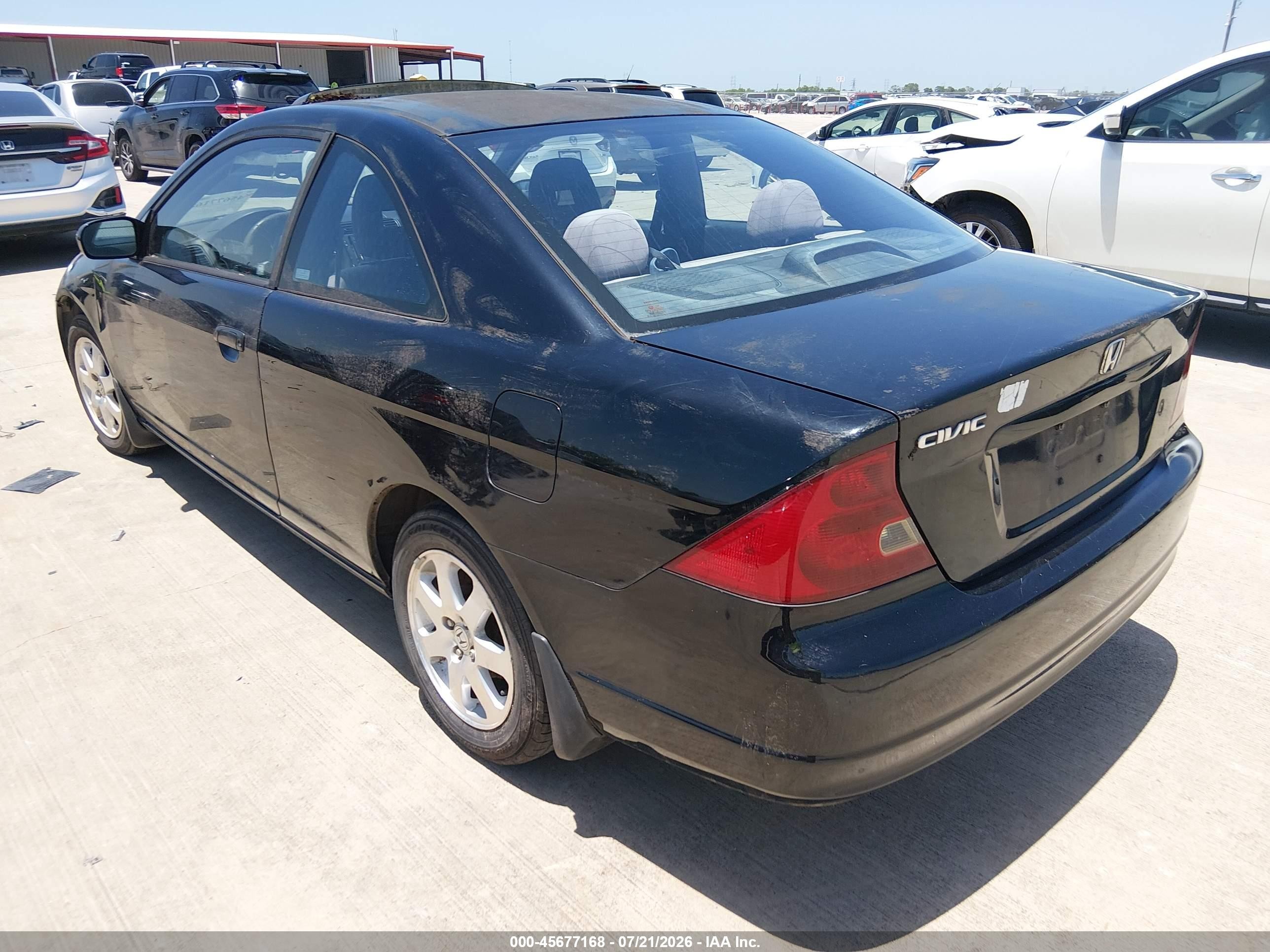 2003 Honda Civic Ex Black vin: 1HGEM22903L086108