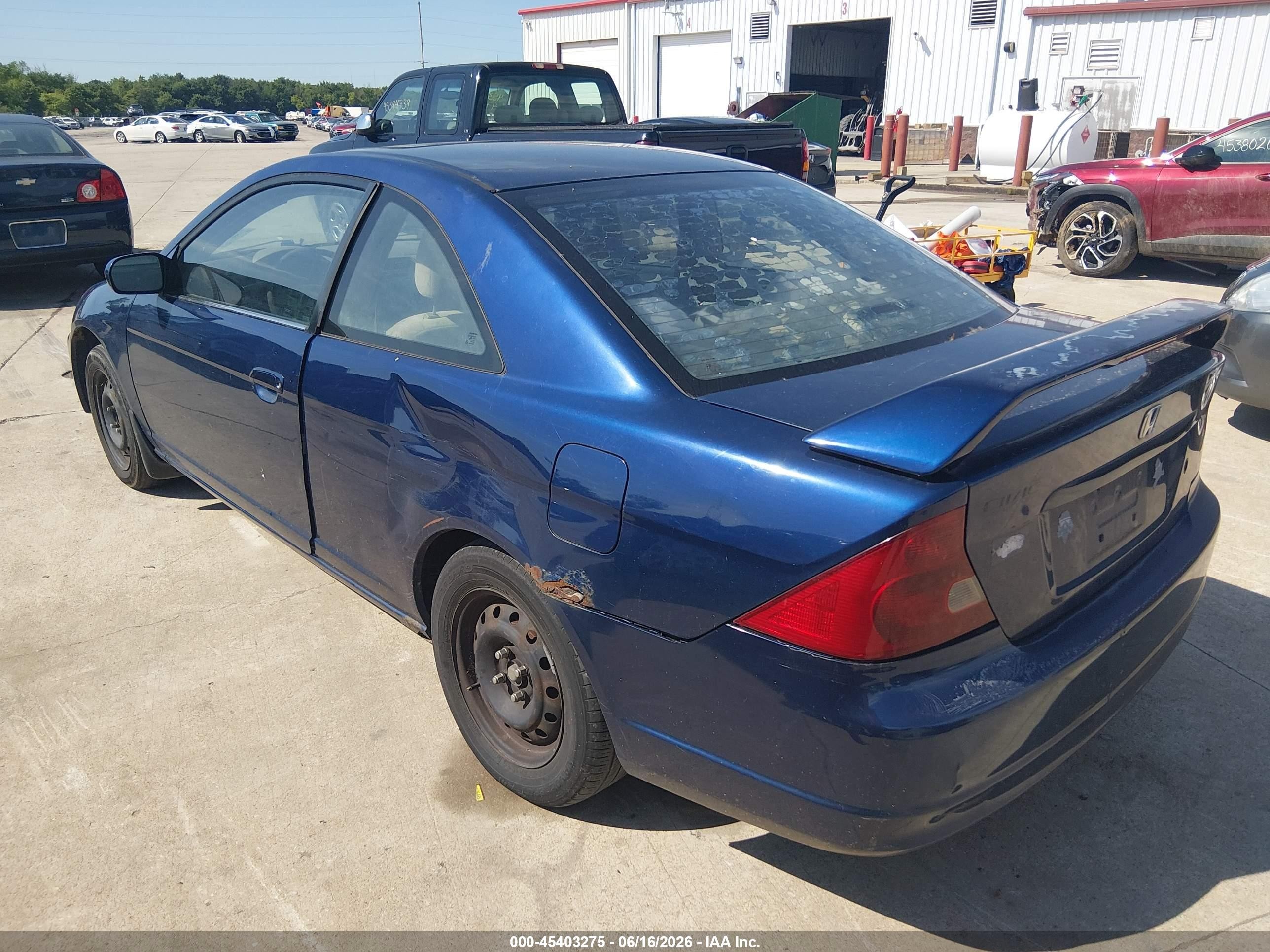 2002 Honda Civic Ex Синий vin: 1HGEM22912L043542