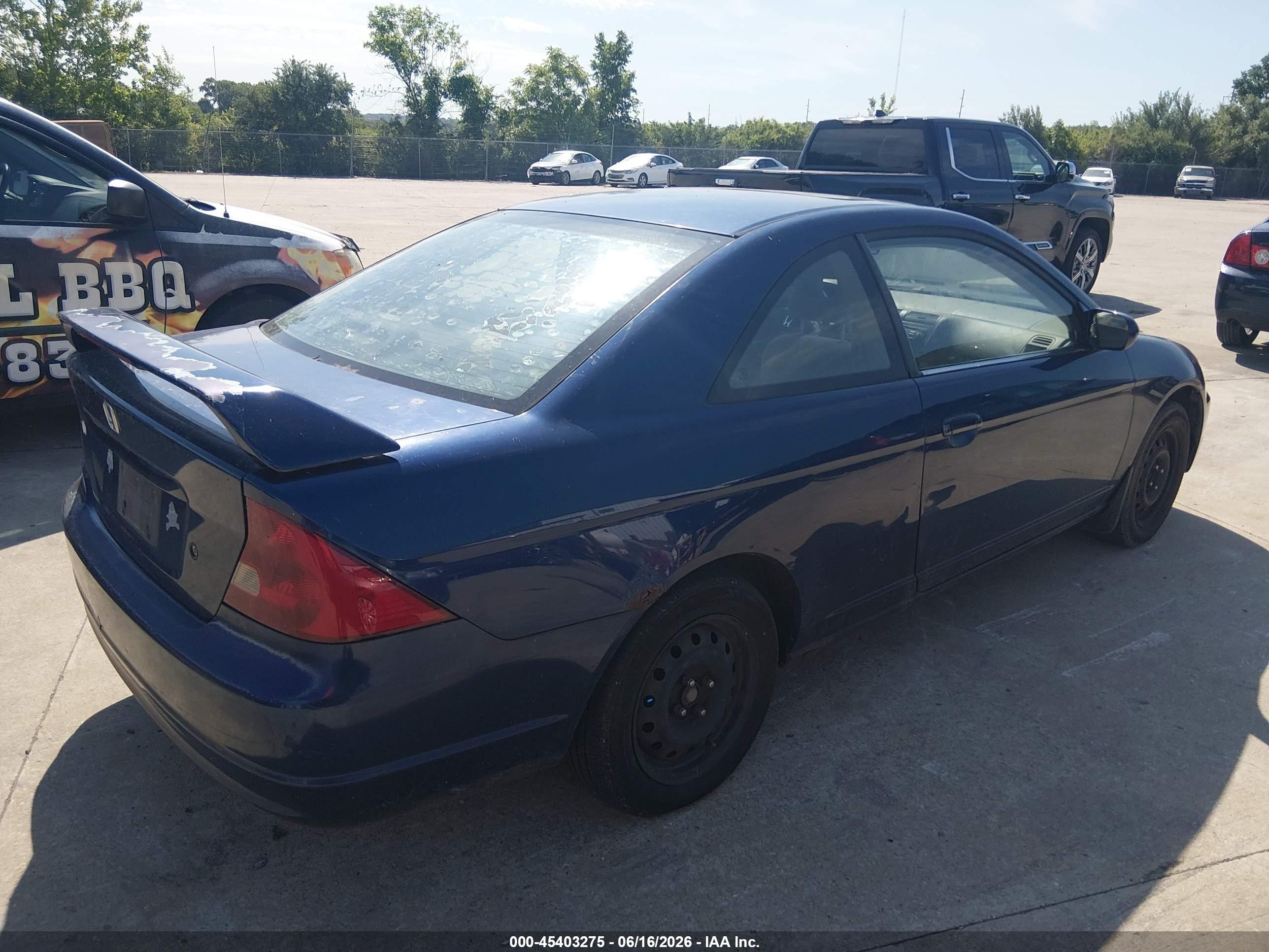 2002 Honda Civic Ex Синий vin: 1HGEM22912L043542
