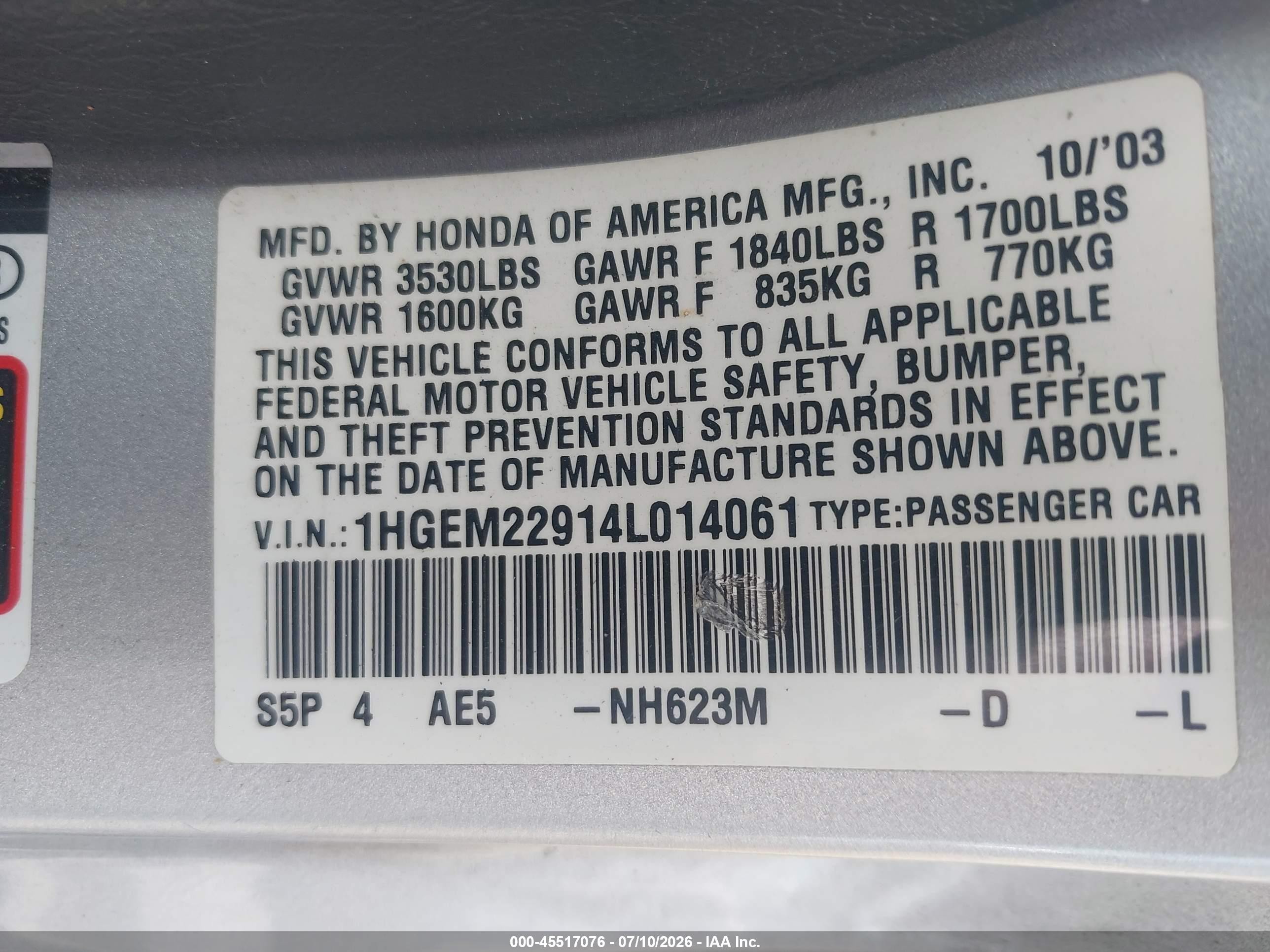 2004 Honda Civic Ex Silver vin: 1HGEM22914L014061