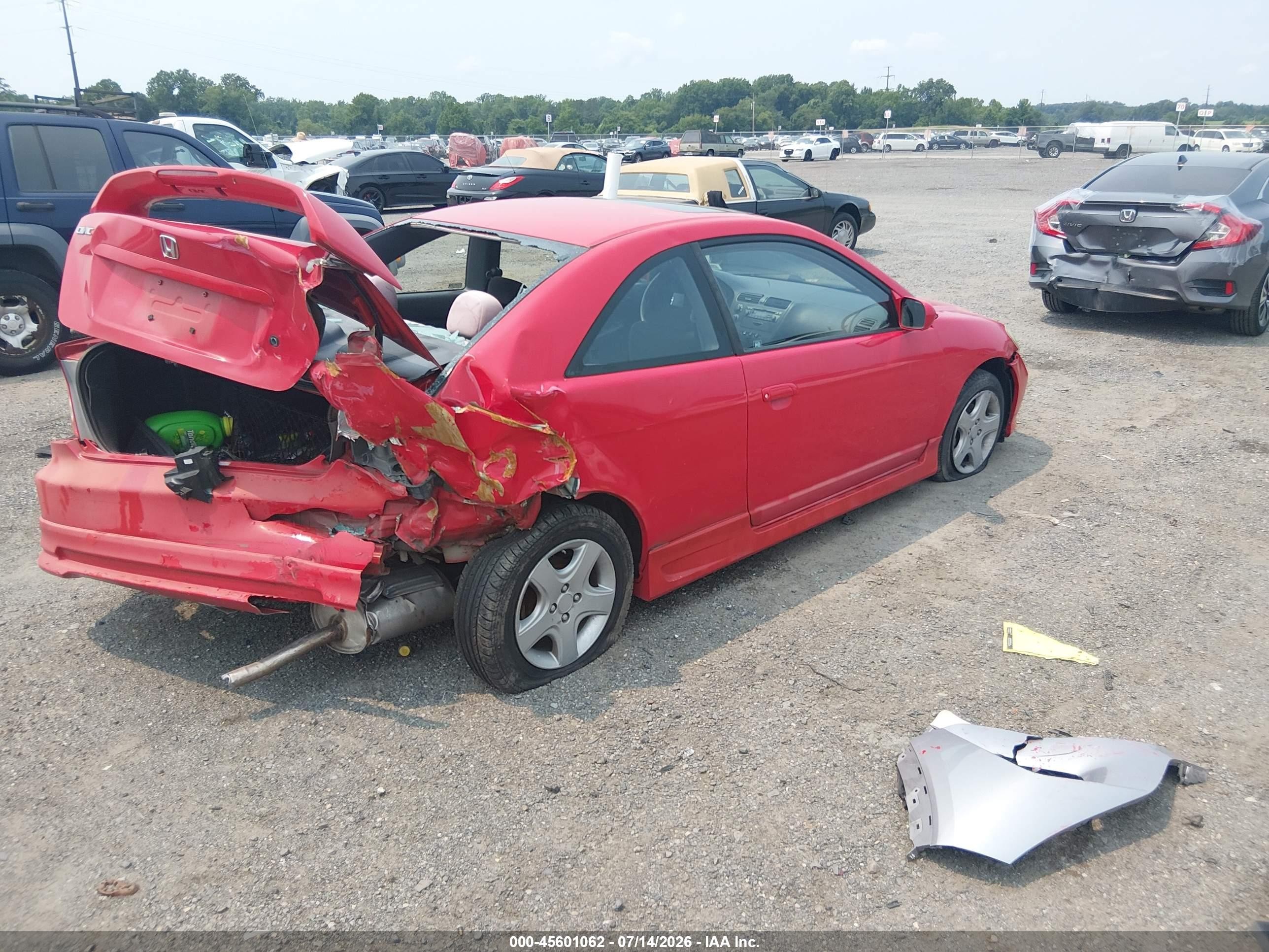 2004 Honda Civic Ex Red vin: 1HGEM22914L014500