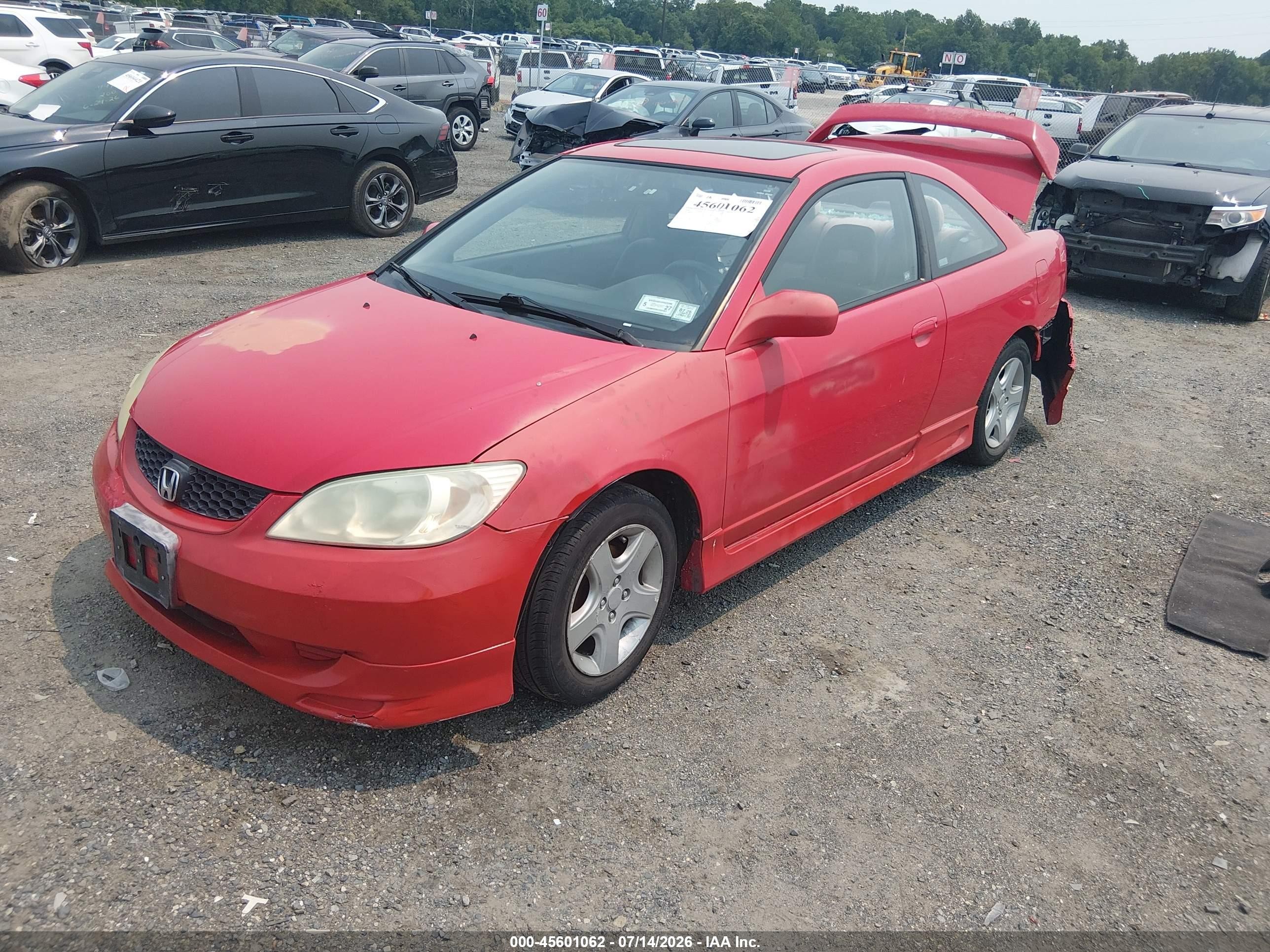 2004 Honda Civic Ex Red vin: 1HGEM22914L014500