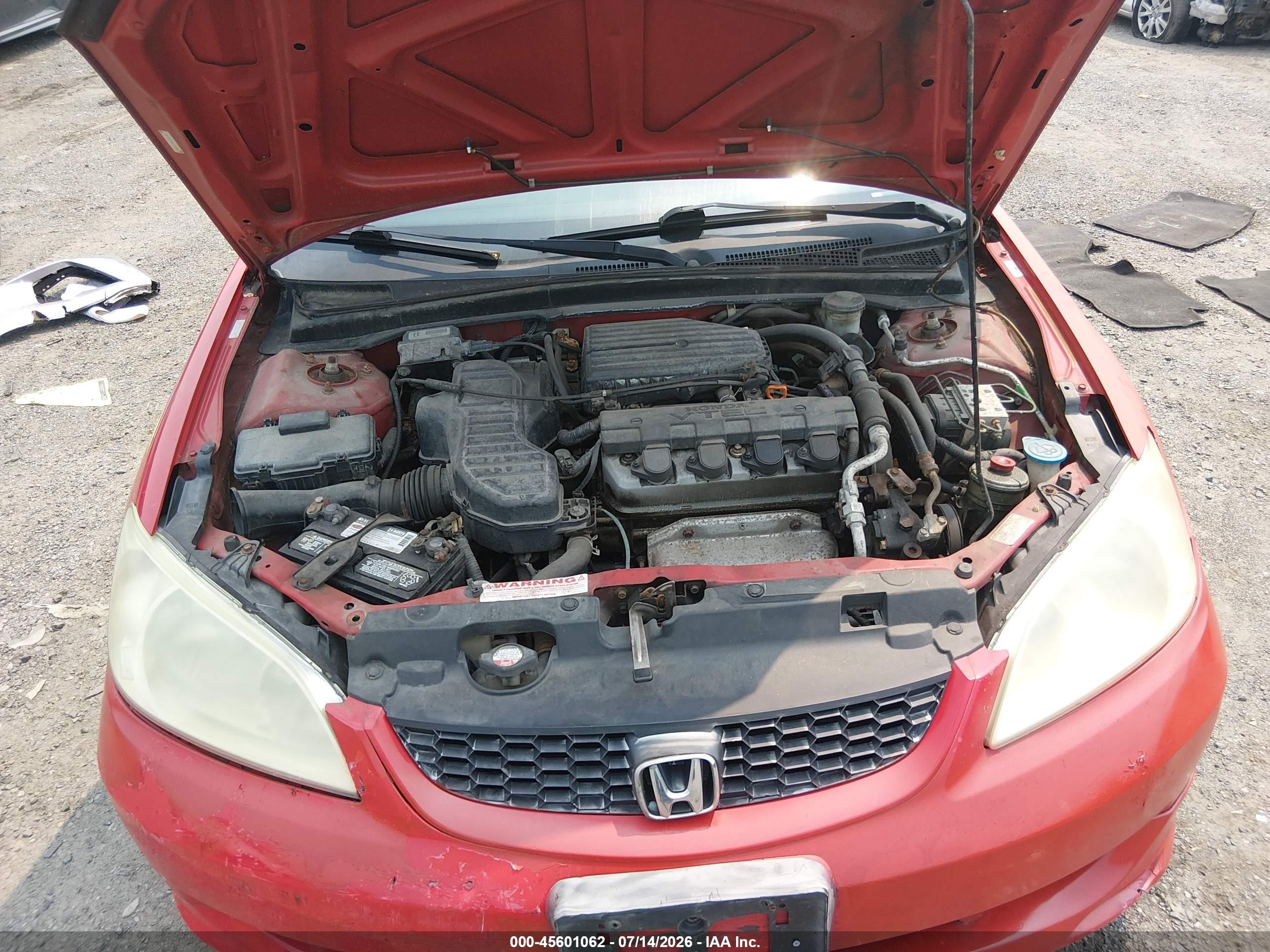2004 Honda Civic Ex Red vin: 1HGEM22914L014500