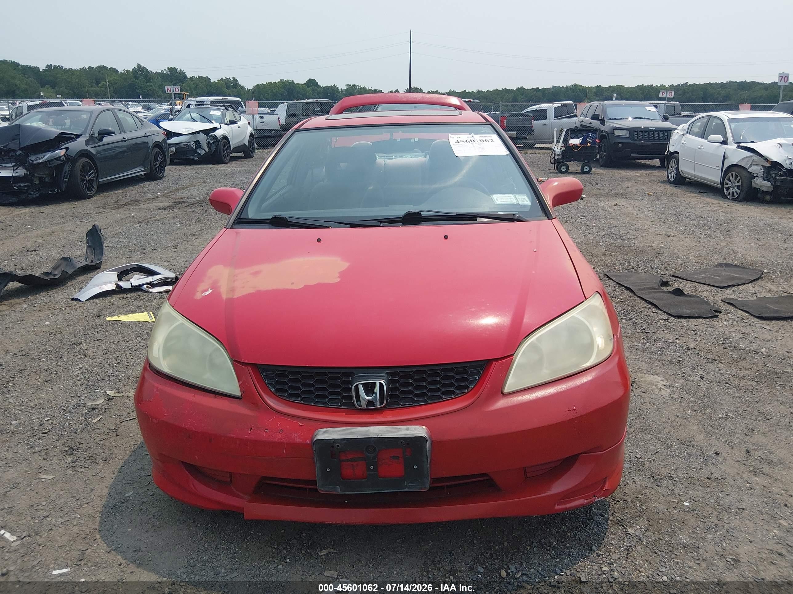 2004 Honda Civic Ex Red vin: 1HGEM22914L014500