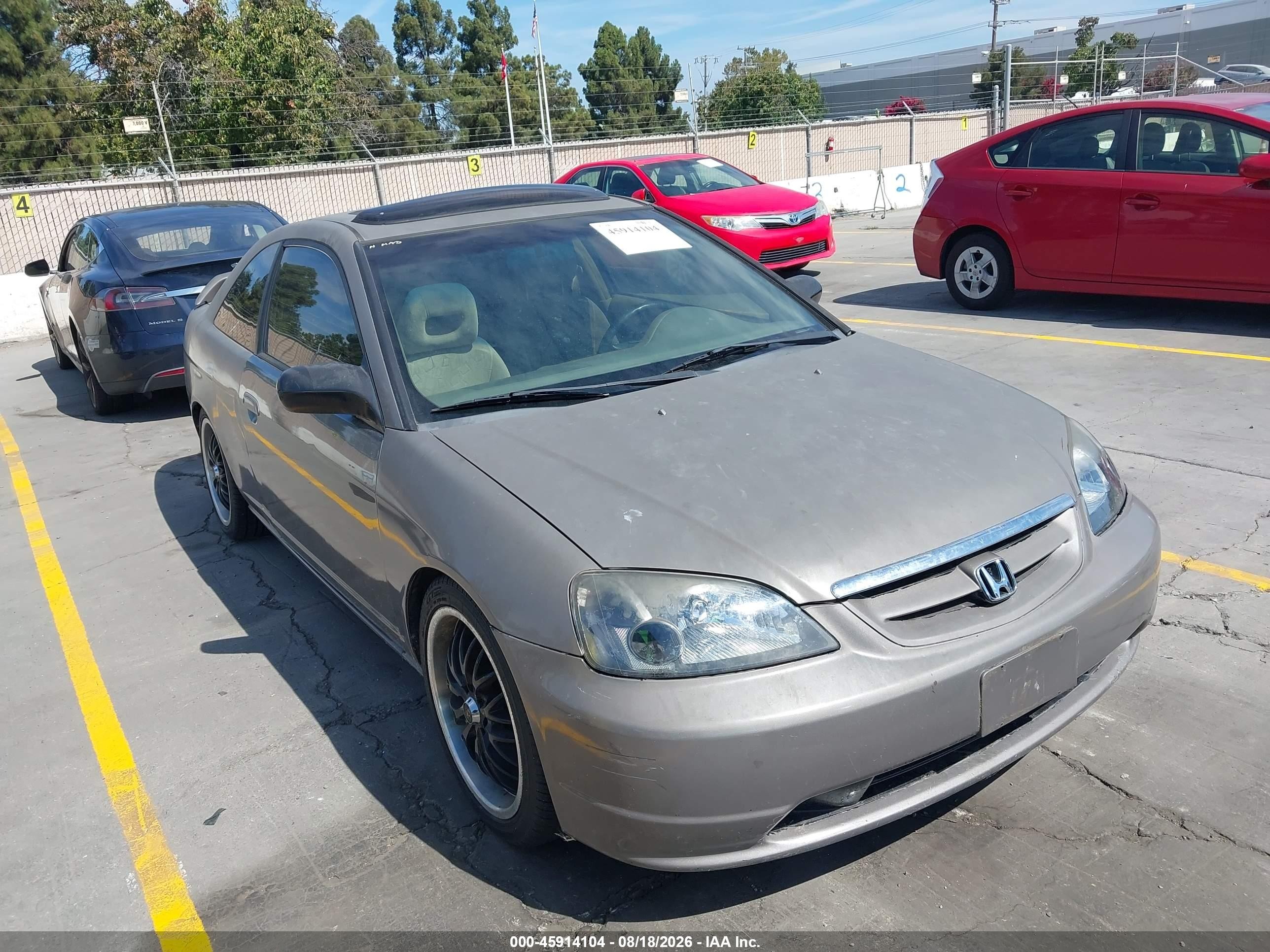 2001 Honda Civic Ex Gray vin: 1HGEM22921L022388