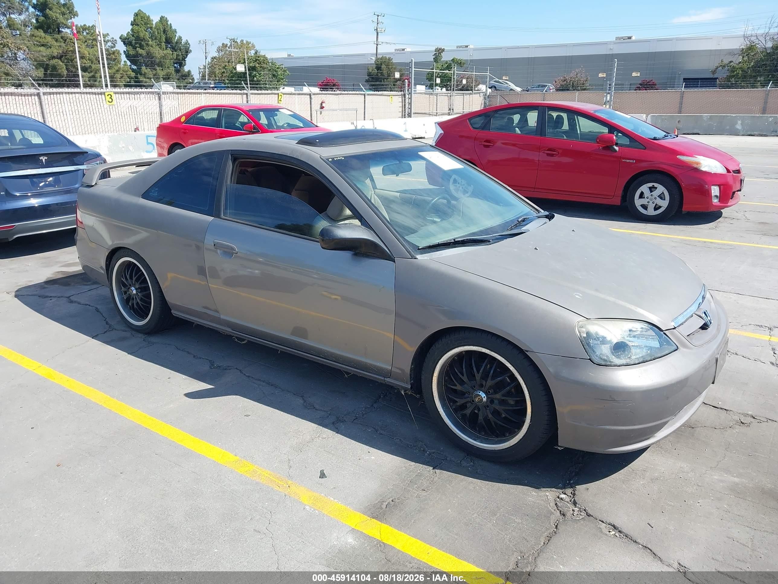 2001 Honda Civic Ex Gray vin: 1HGEM22921L022388