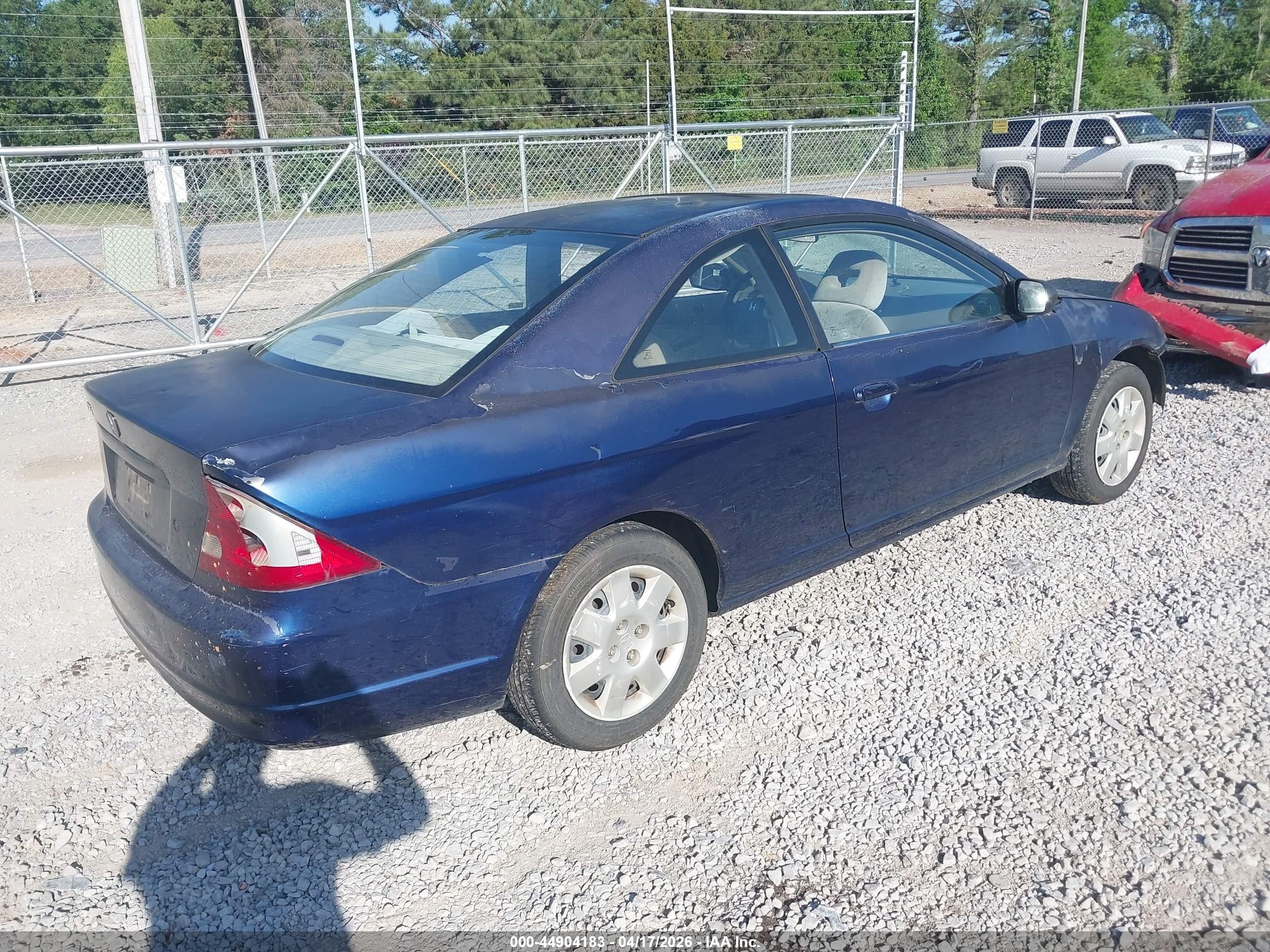 2002 Honda Civic Ex Blue vin: 1HGEM22922L087128