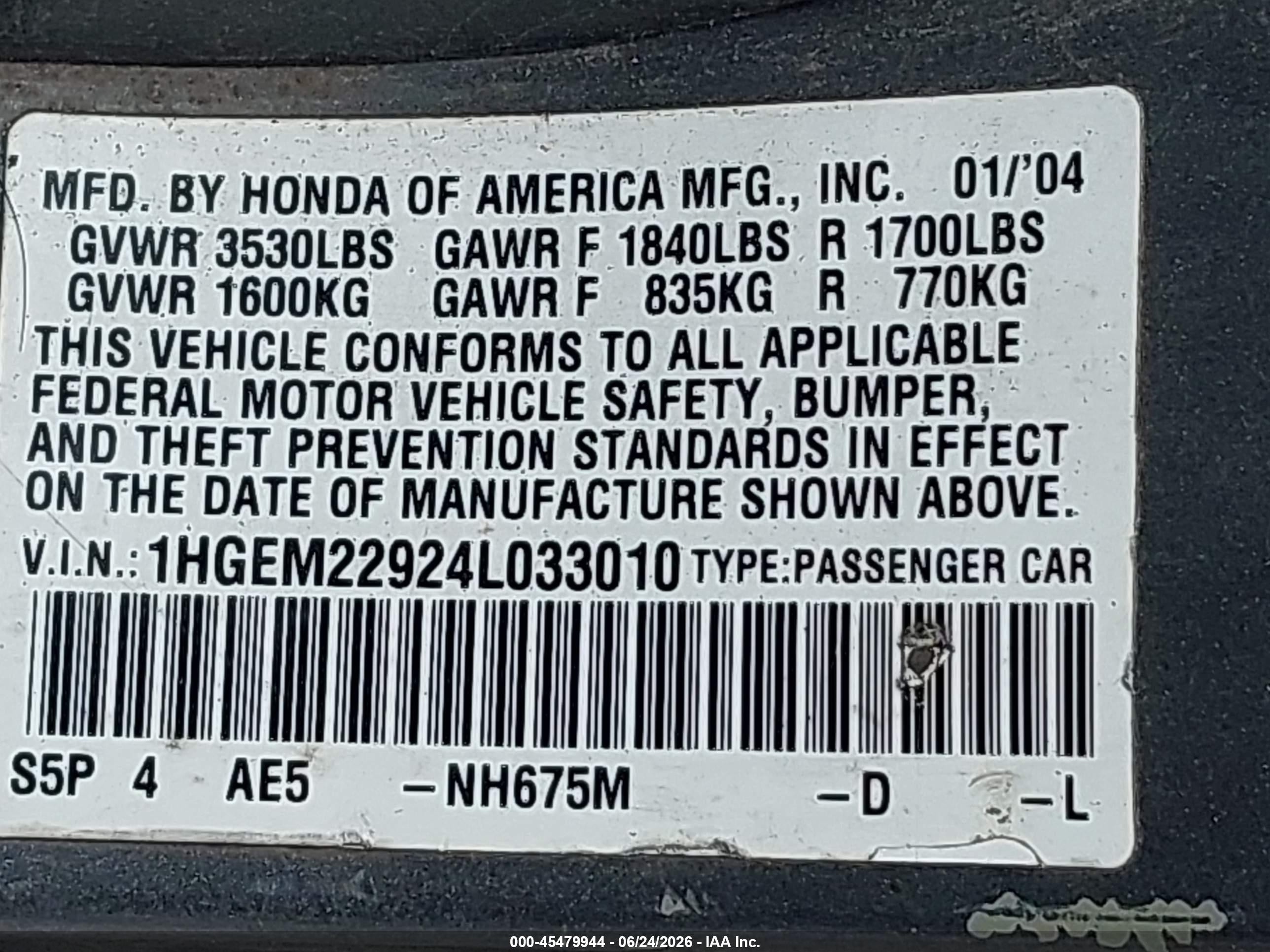 2004 Honda Civic Ex Gray vin: 1HGEM22924L033010