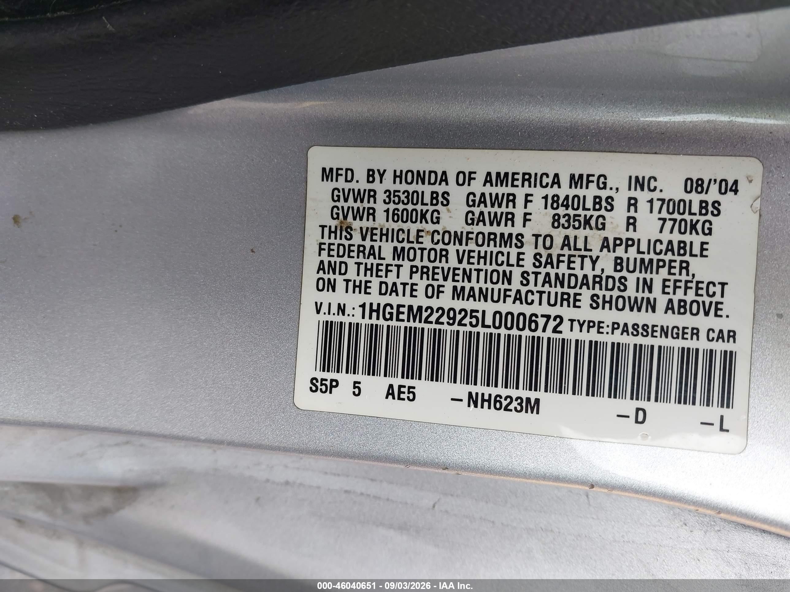 2005 Honda Civic Ex Silver vin: 1HGEM22925L000672
