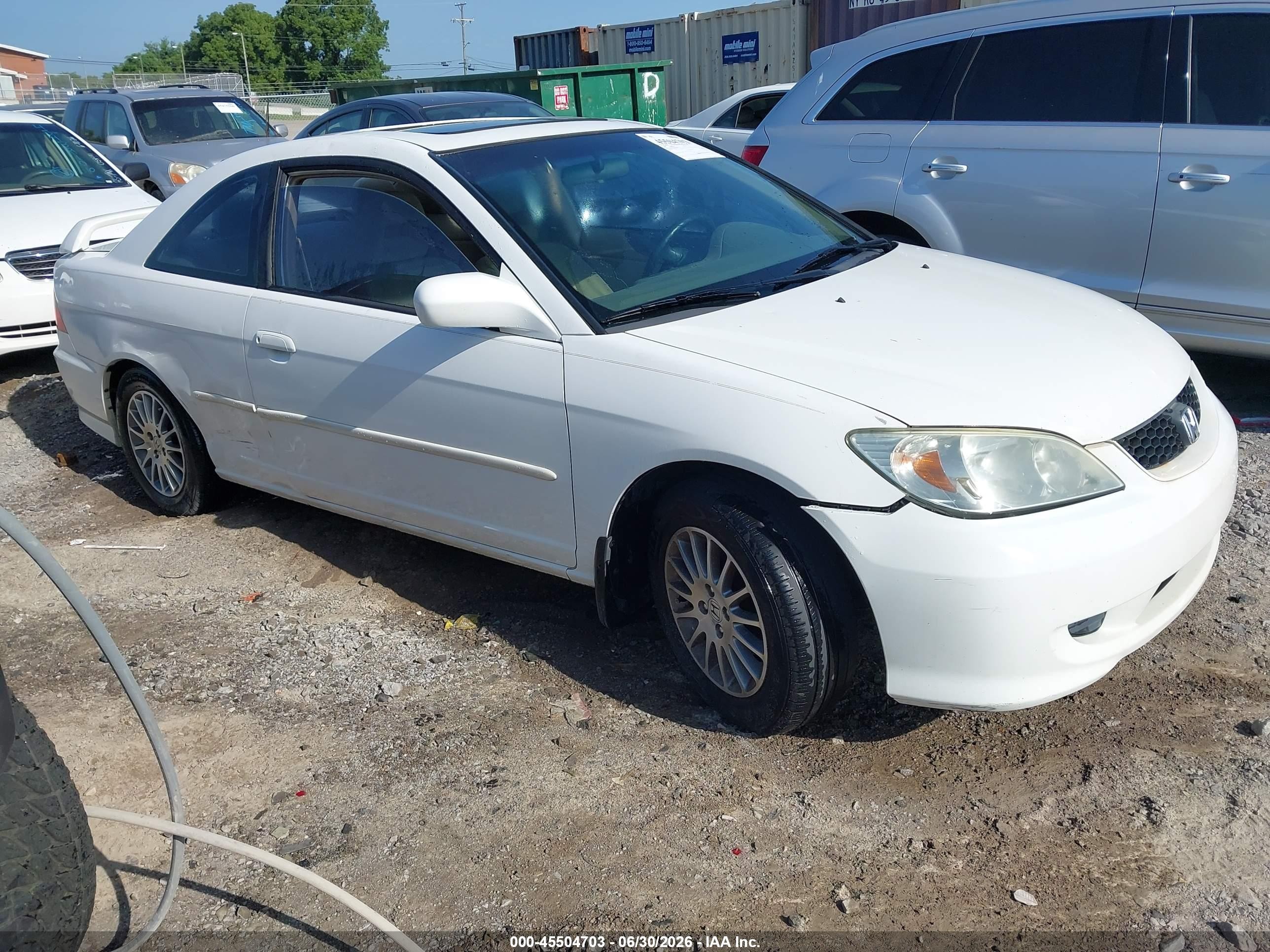 2005 Honda Civic Ex White vin: 1HGEM22925L005290