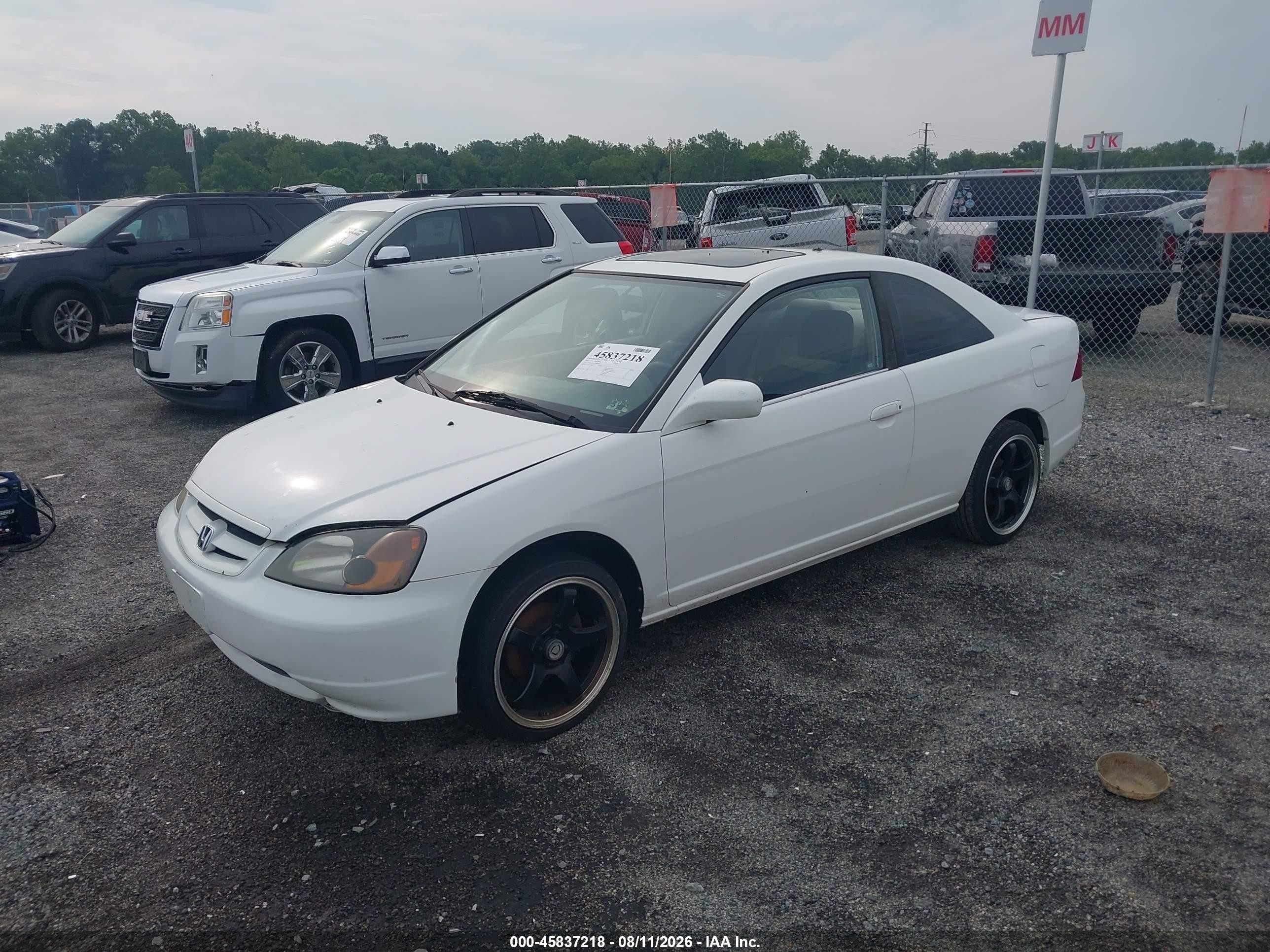 2001 Honda Civic Ex Белый vin: 1HGEM22931L088299
