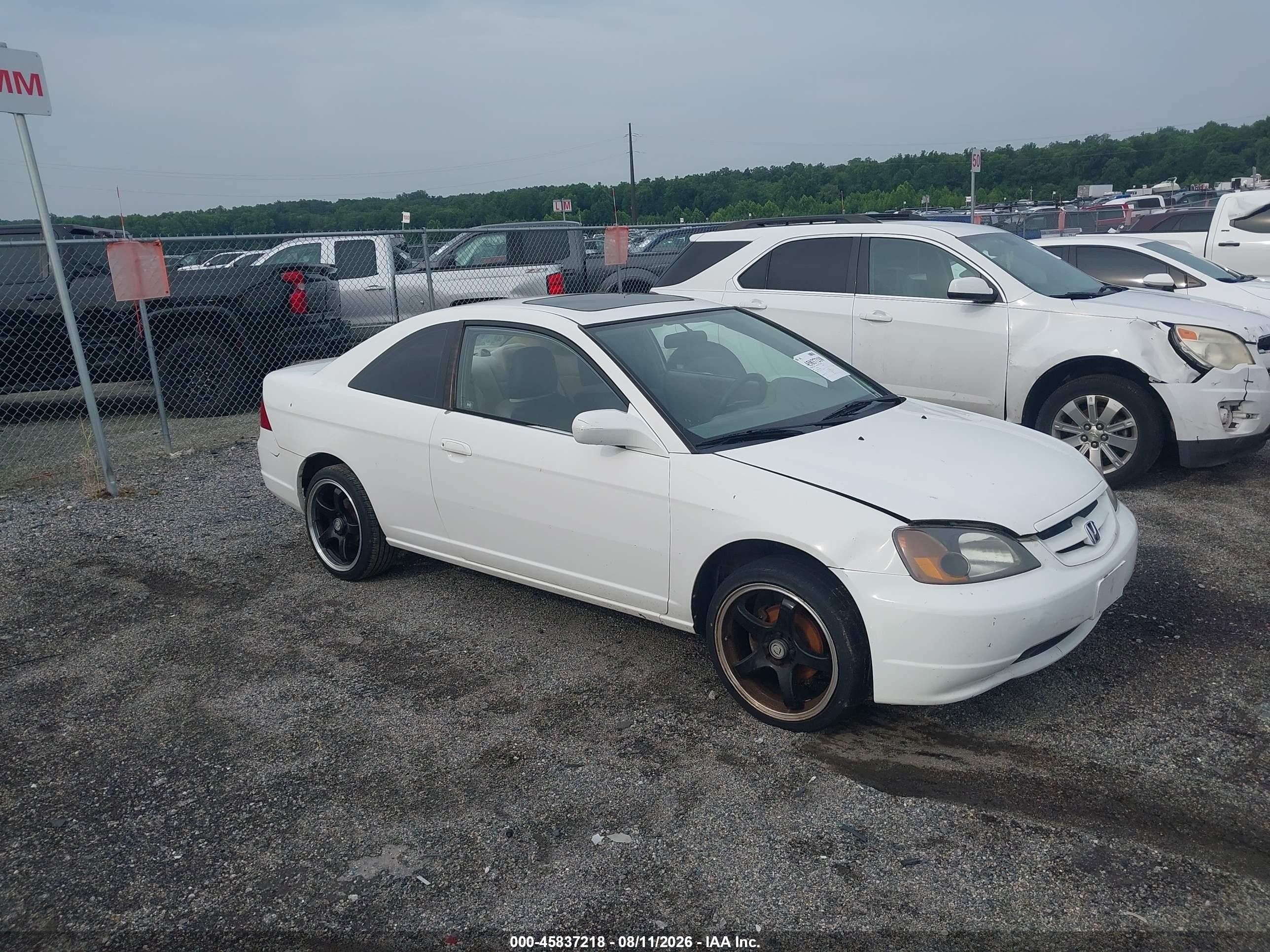 2001 Honda Civic Ex White vin: 1HGEM22931L088299