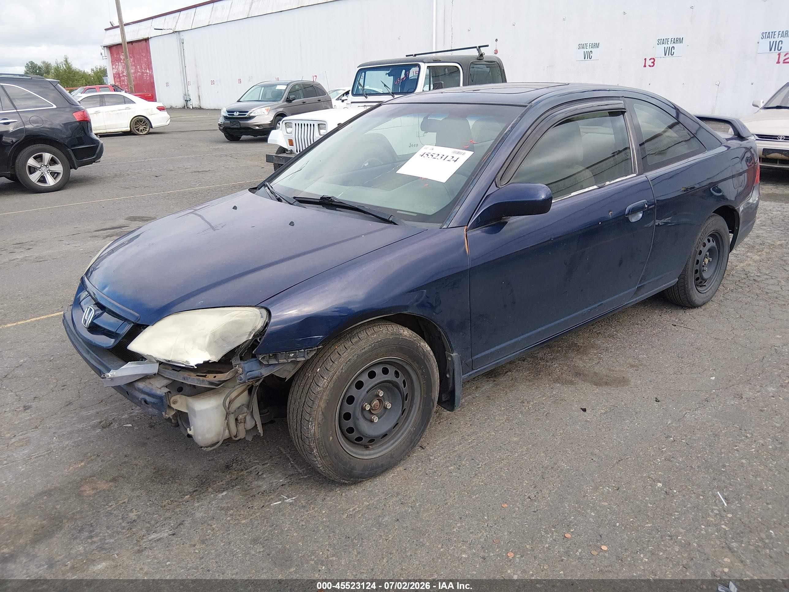 2001 Honda Civic Ex Blue vin: 1HGEM22931L119762