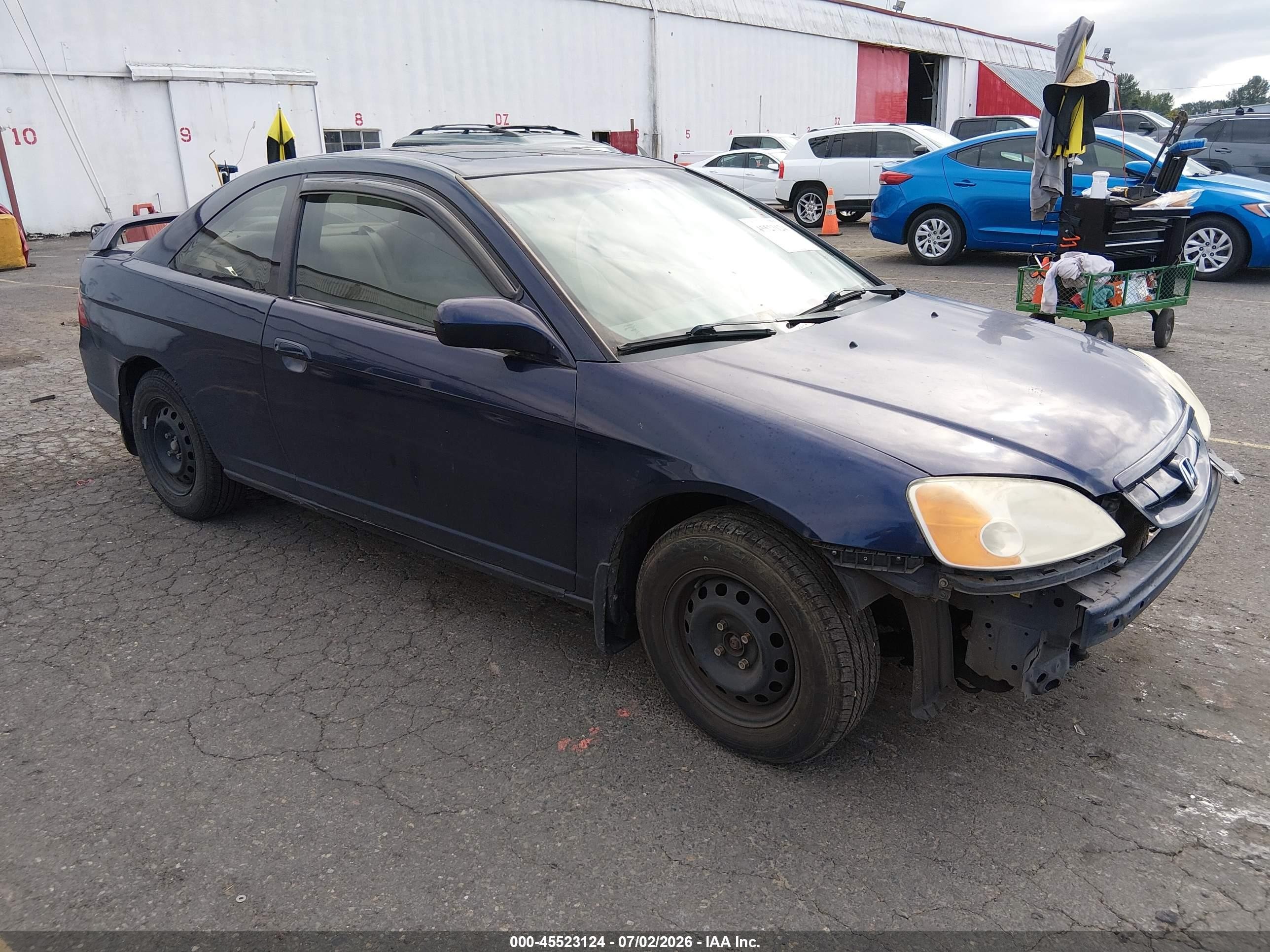 2001 Honda Civic Ex Blue vin: 1HGEM22931L119762