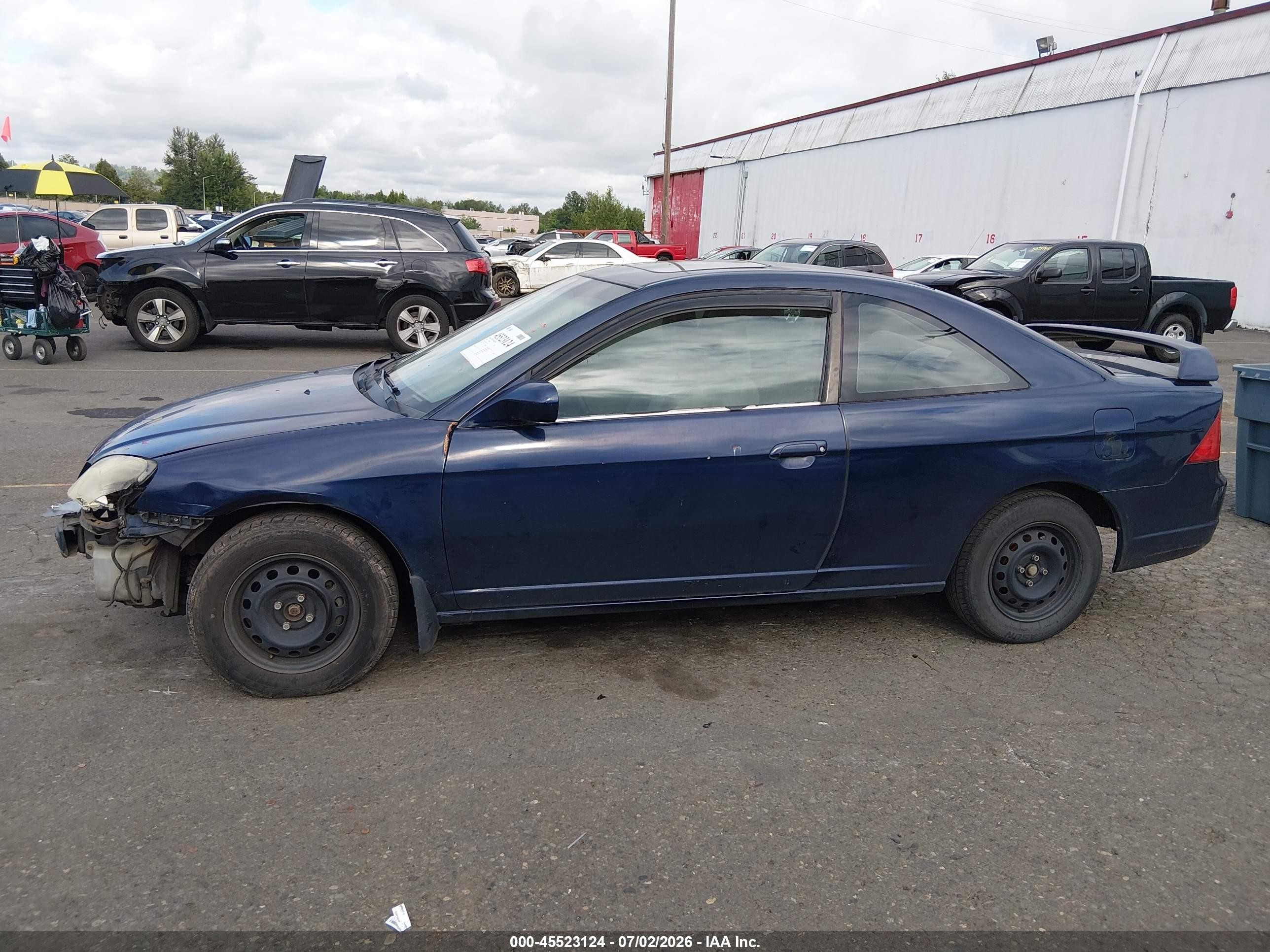 2001 Honda Civic Ex Blue vin: 1HGEM22931L119762