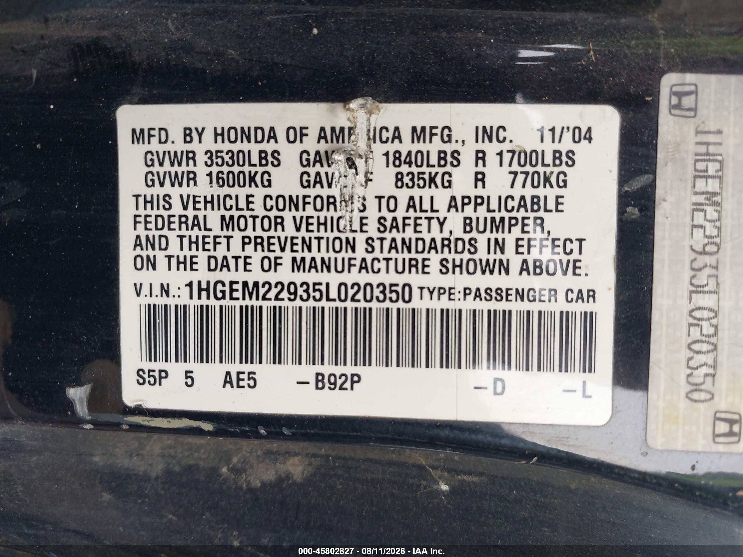 2005 Honda Civic Ex Black vin: 1HGEM22935L020350