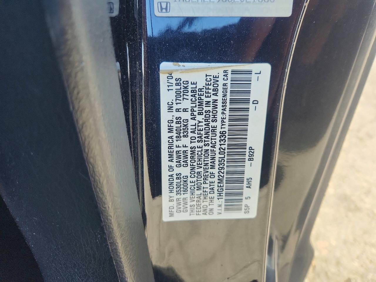 2005 Honda Civic Ex Серый vin: 1HGEM22935L021336