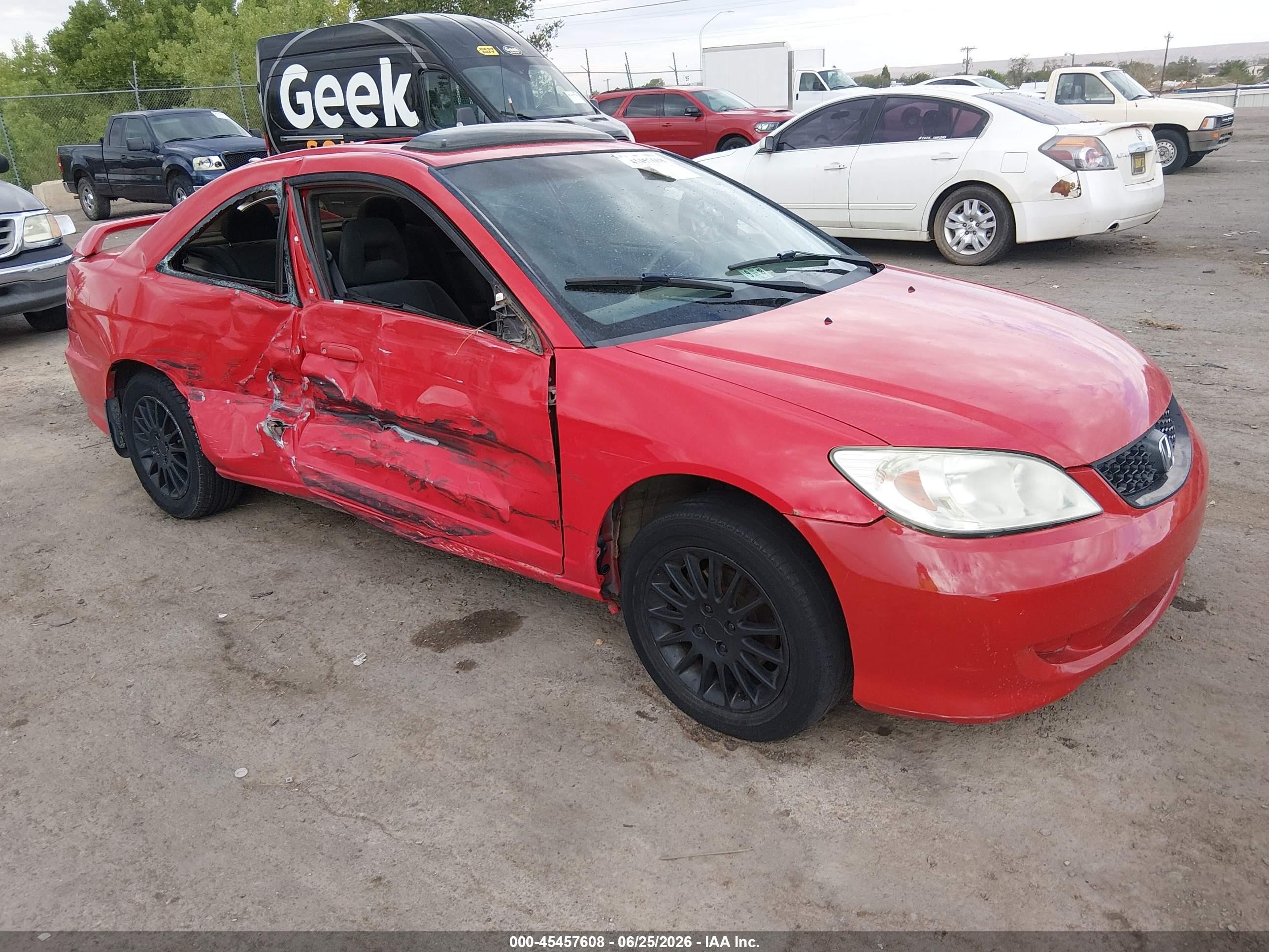 2005 Honda Civic Ex Red vin: 1HGEM22935L053154