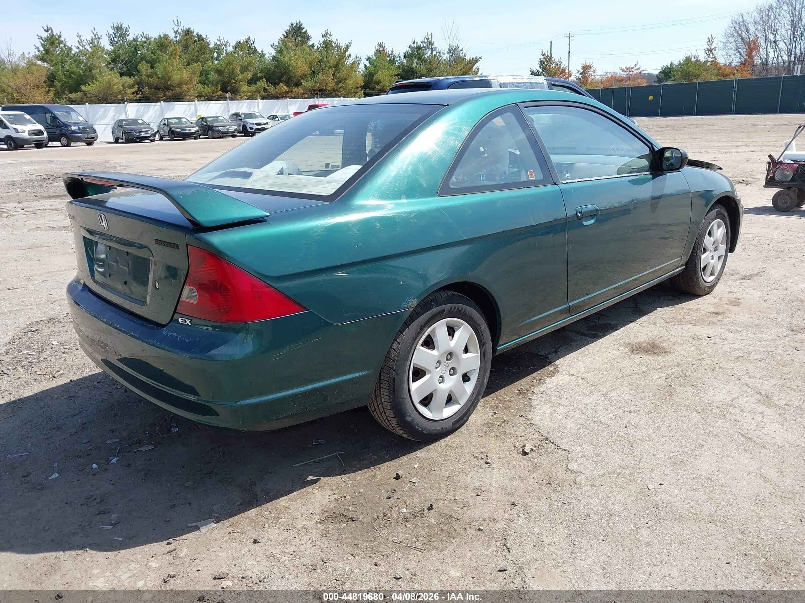 2001 Honda Civic Ex Green vin: 1HGEM22941L058826
