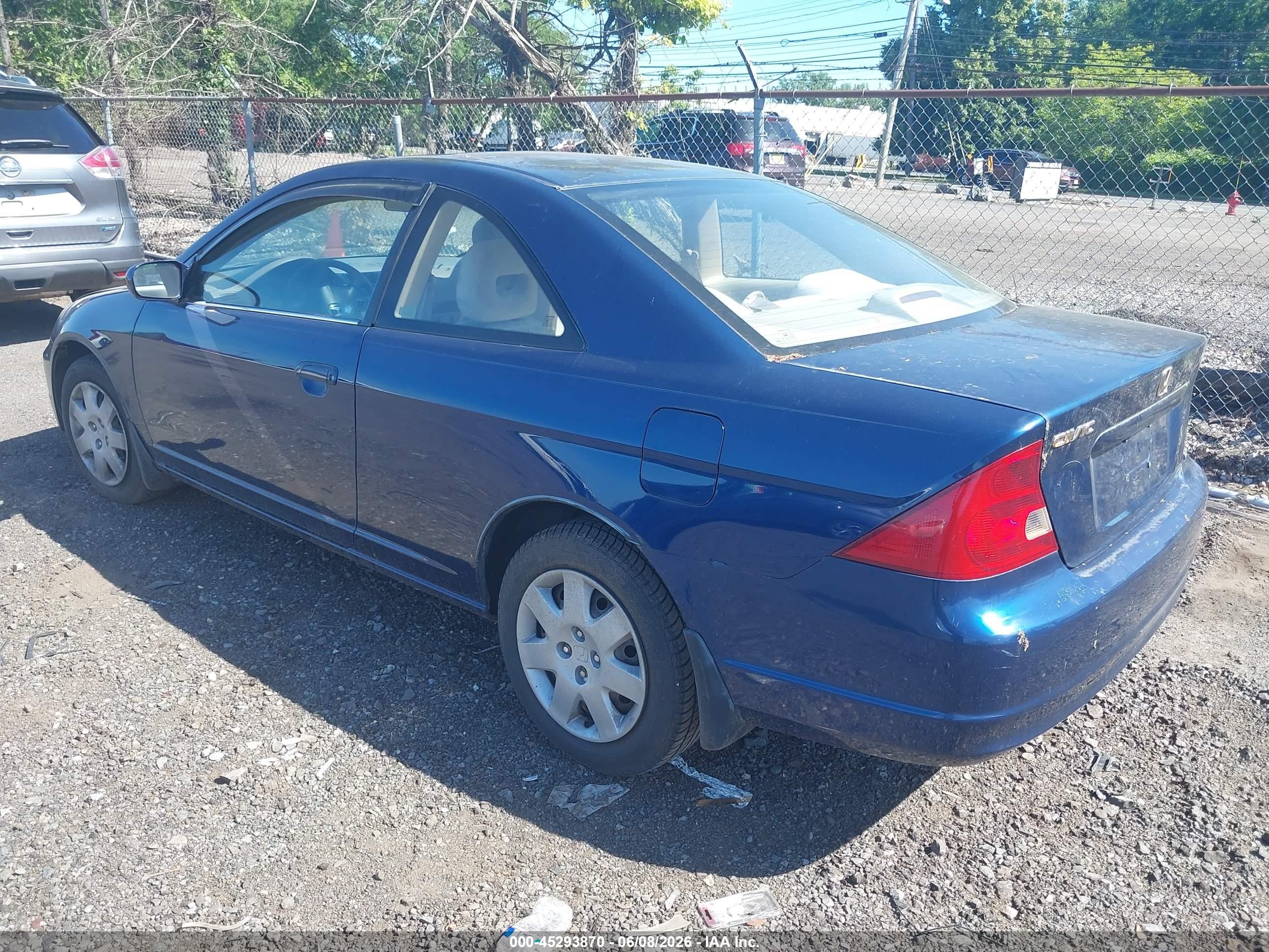 2001 Honda Civic Ex Синий vin: 1HGEM22941L076517