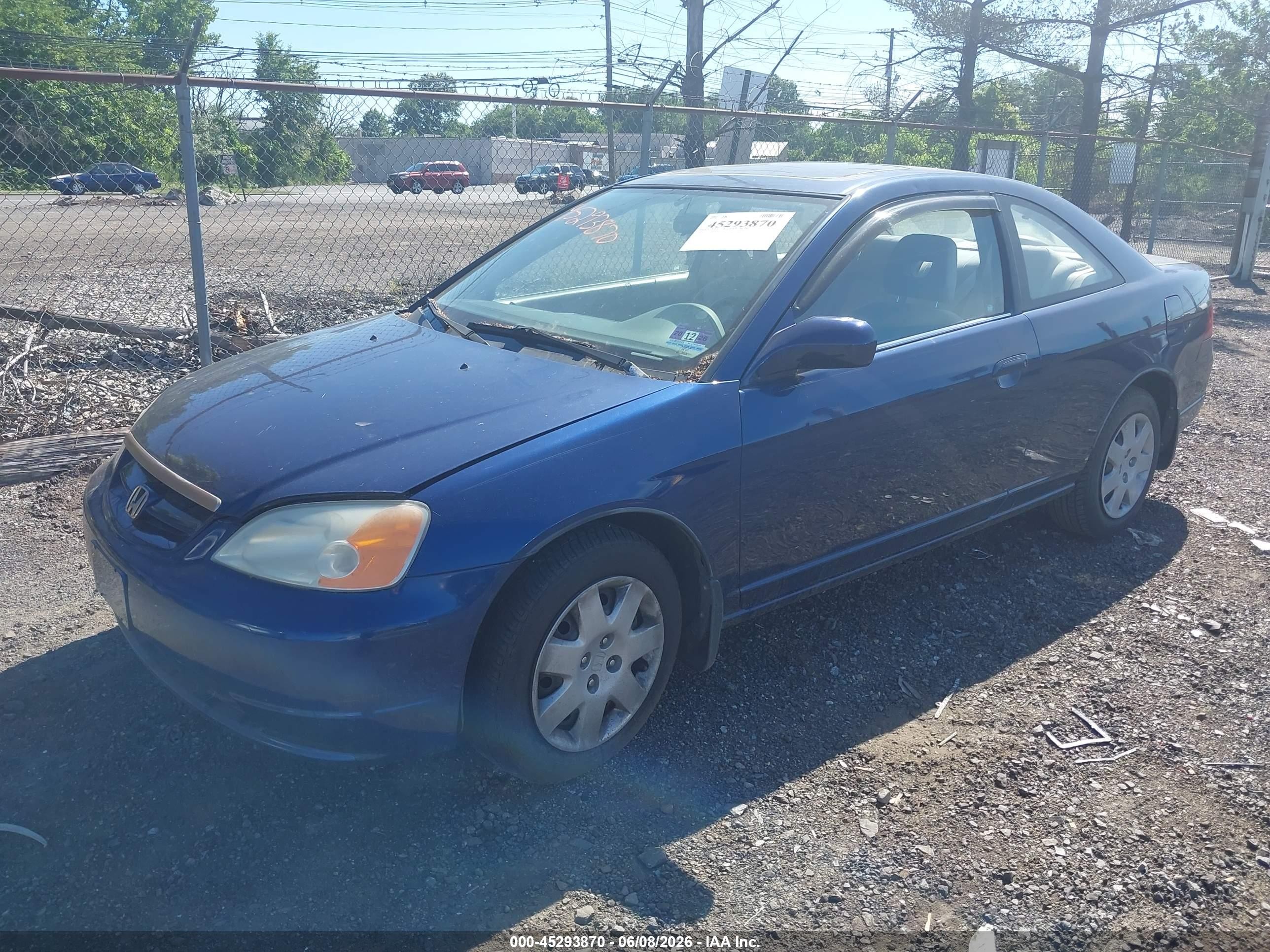 2001 Honda Civic Ex Синий vin: 1HGEM22941L076517