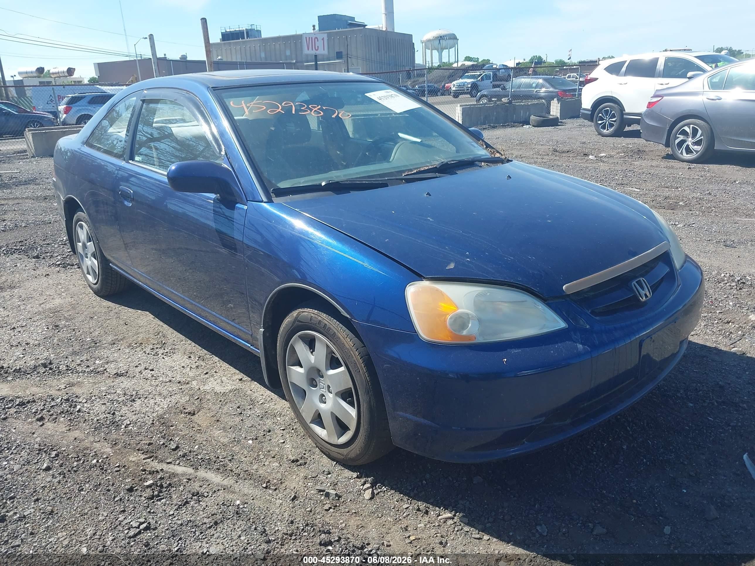 2001 Honda Civic Ex Синий vin: 1HGEM22941L076517