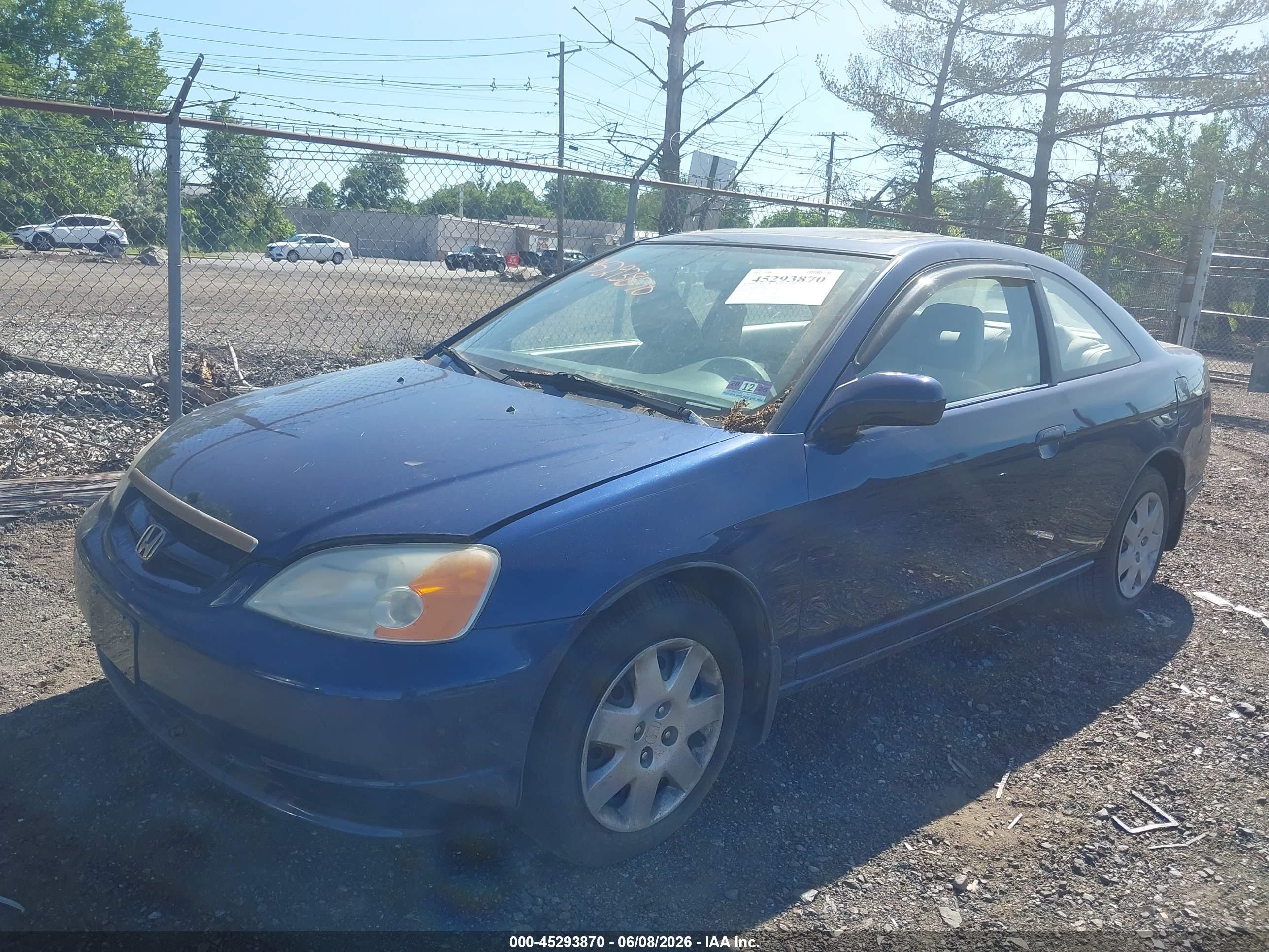 2001 Honda Civic Ex Синий vin: 1HGEM22941L076517