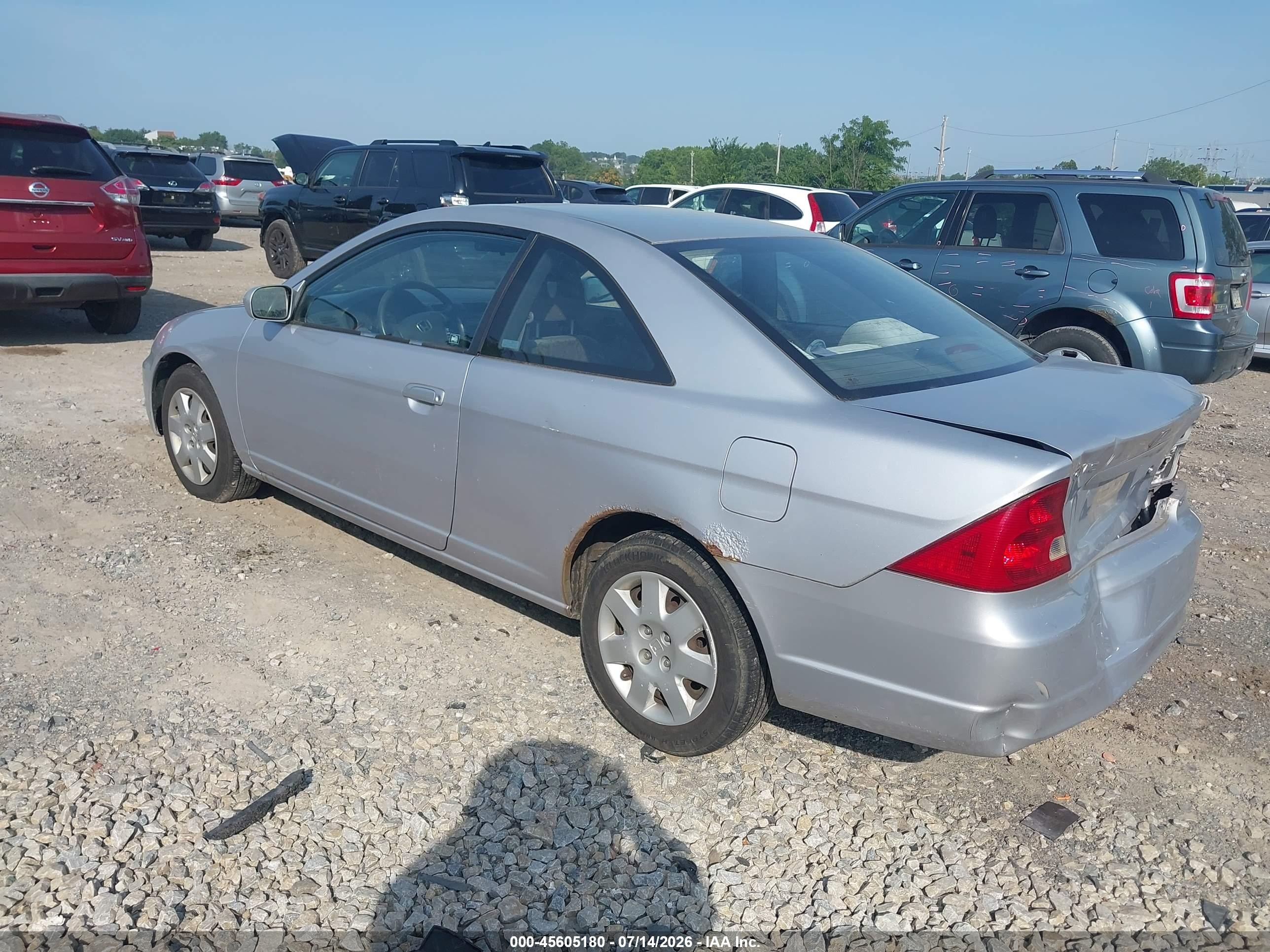 2002 Honda Civic Ex Silver vin: 1HGEM22942L042255