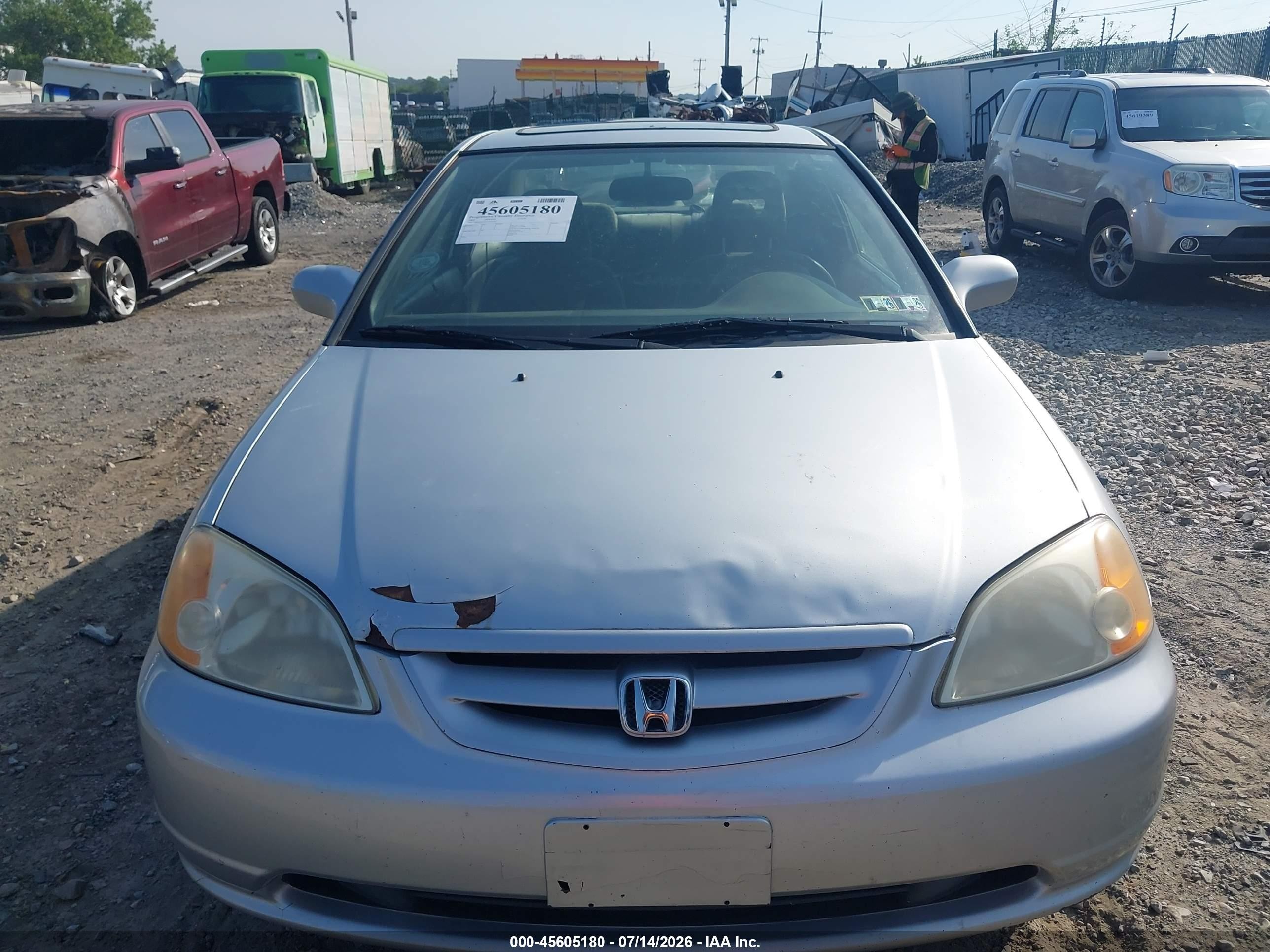 2002 Honda Civic Ex Silver vin: 1HGEM22942L042255