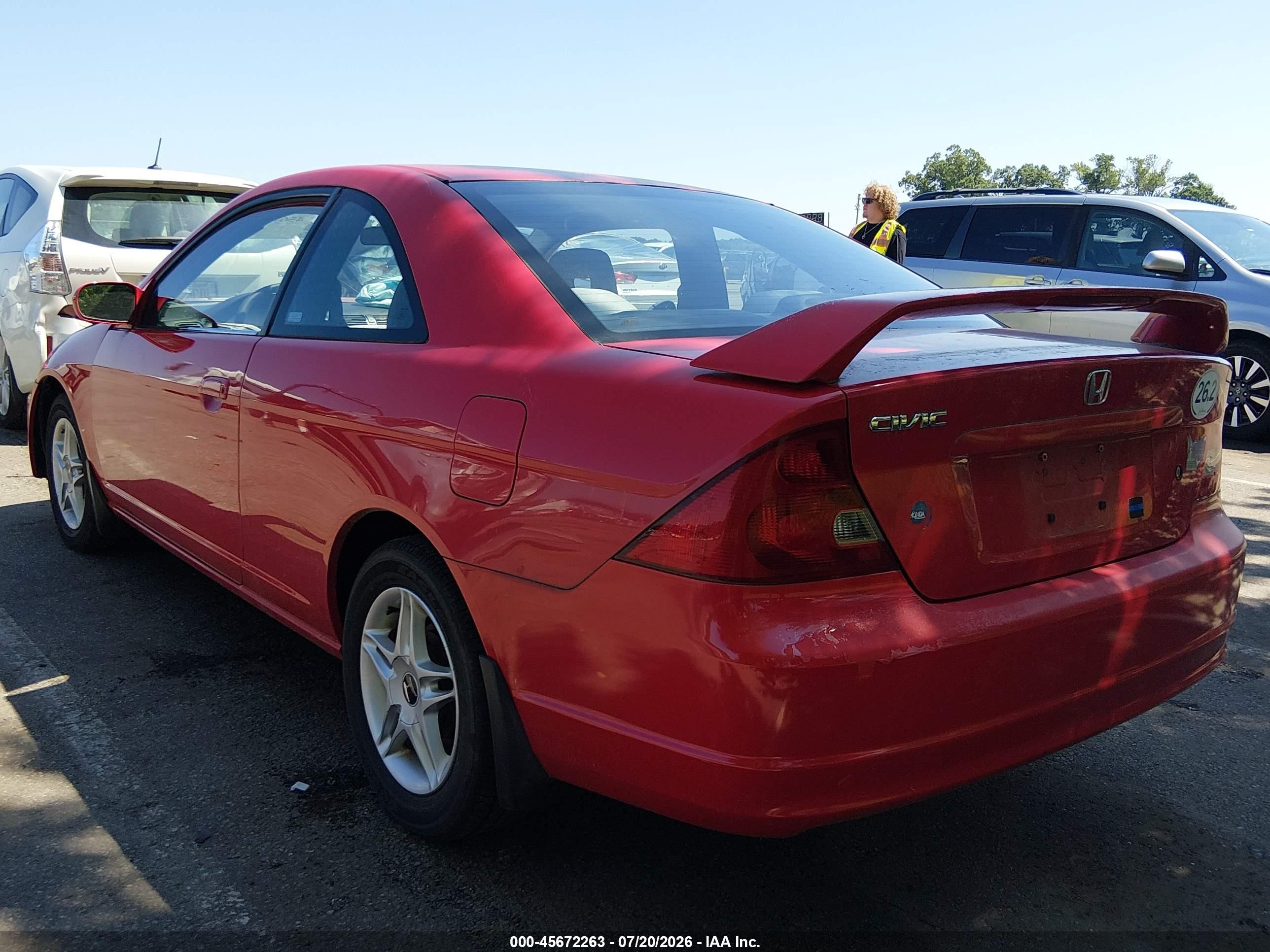 2002 Honda Civic Ex Red vin: 1HGEM22952L033628