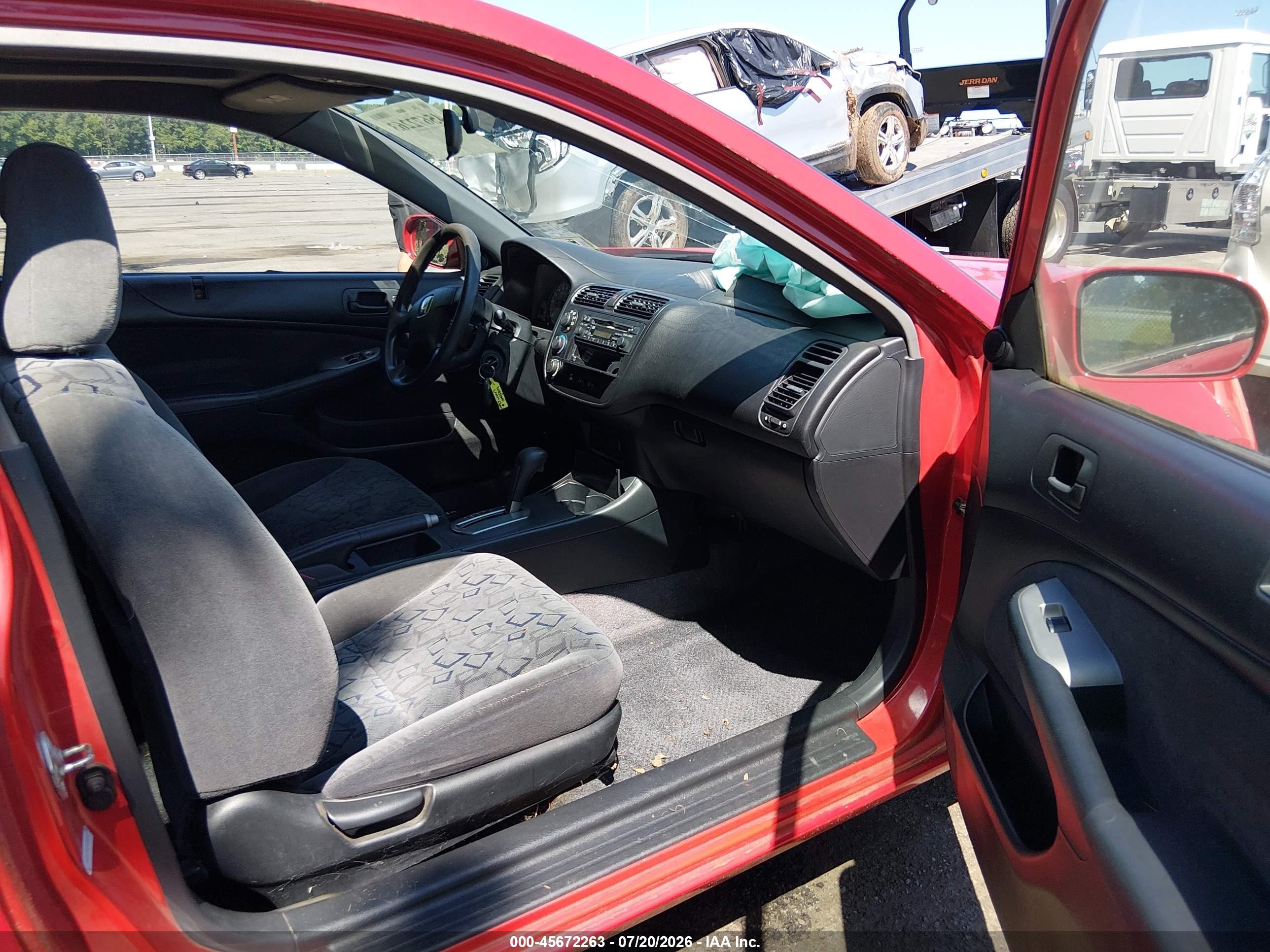 2002 Honda Civic Ex Red vin: 1HGEM22952L033628