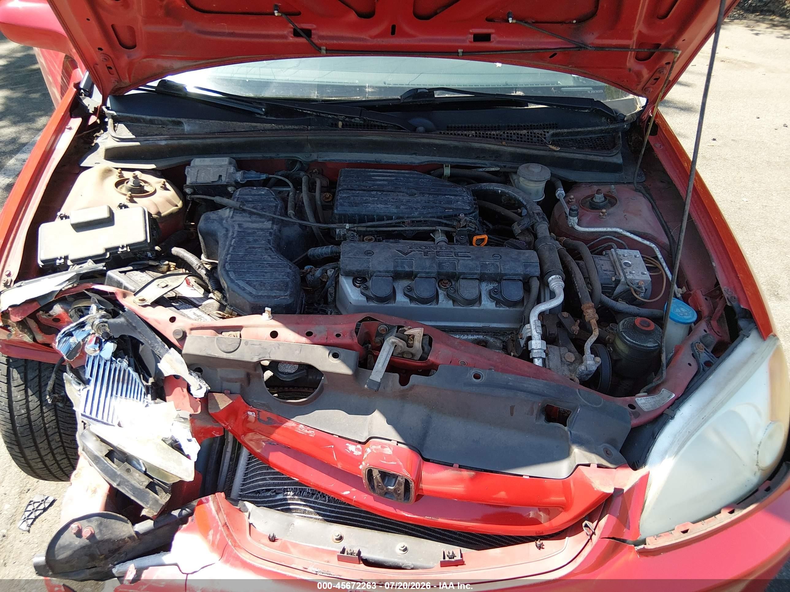 2002 Honda Civic Ex Red vin: 1HGEM22952L033628