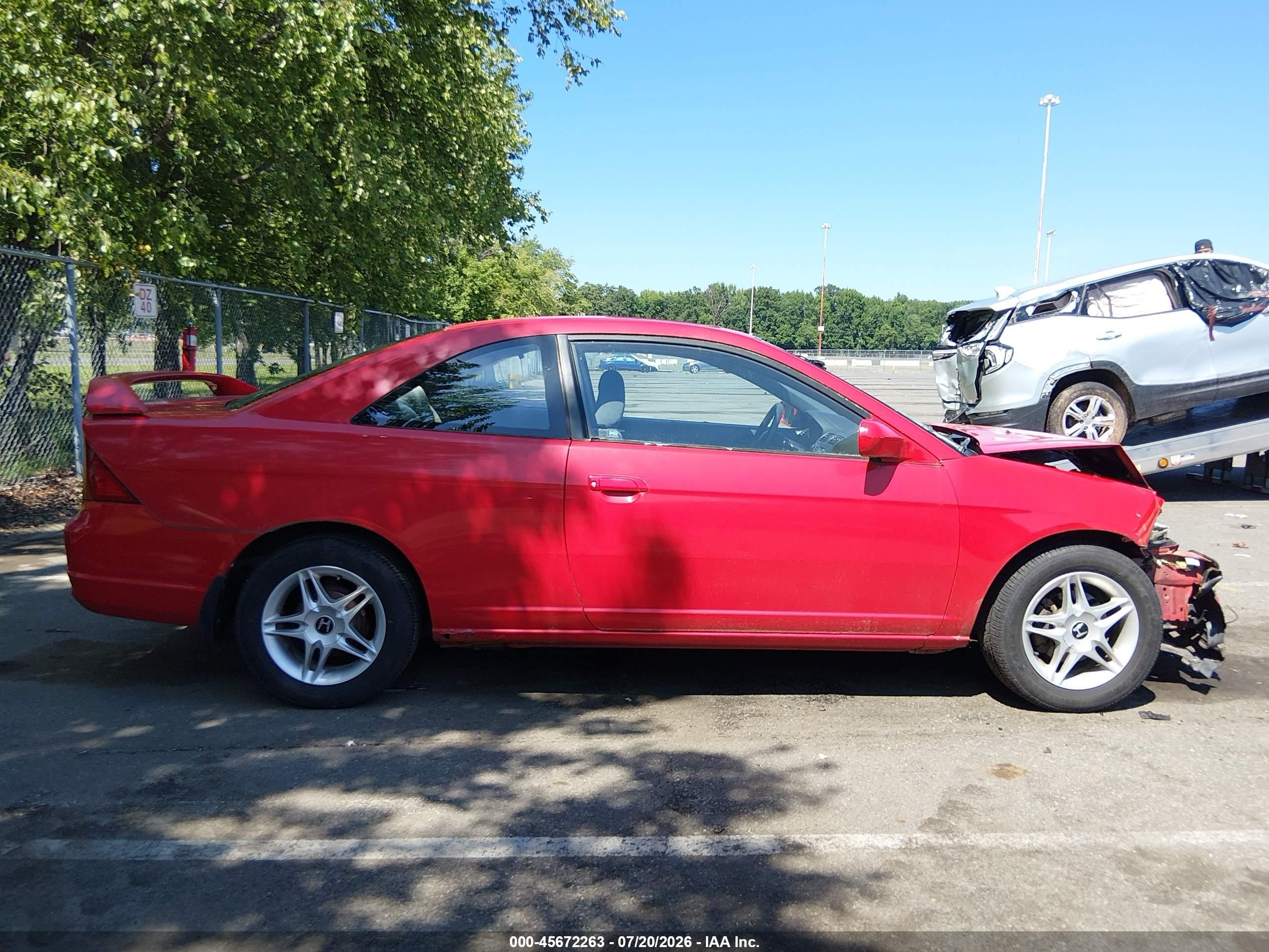 2002 Honda Civic Ex Red vin: 1HGEM22952L033628